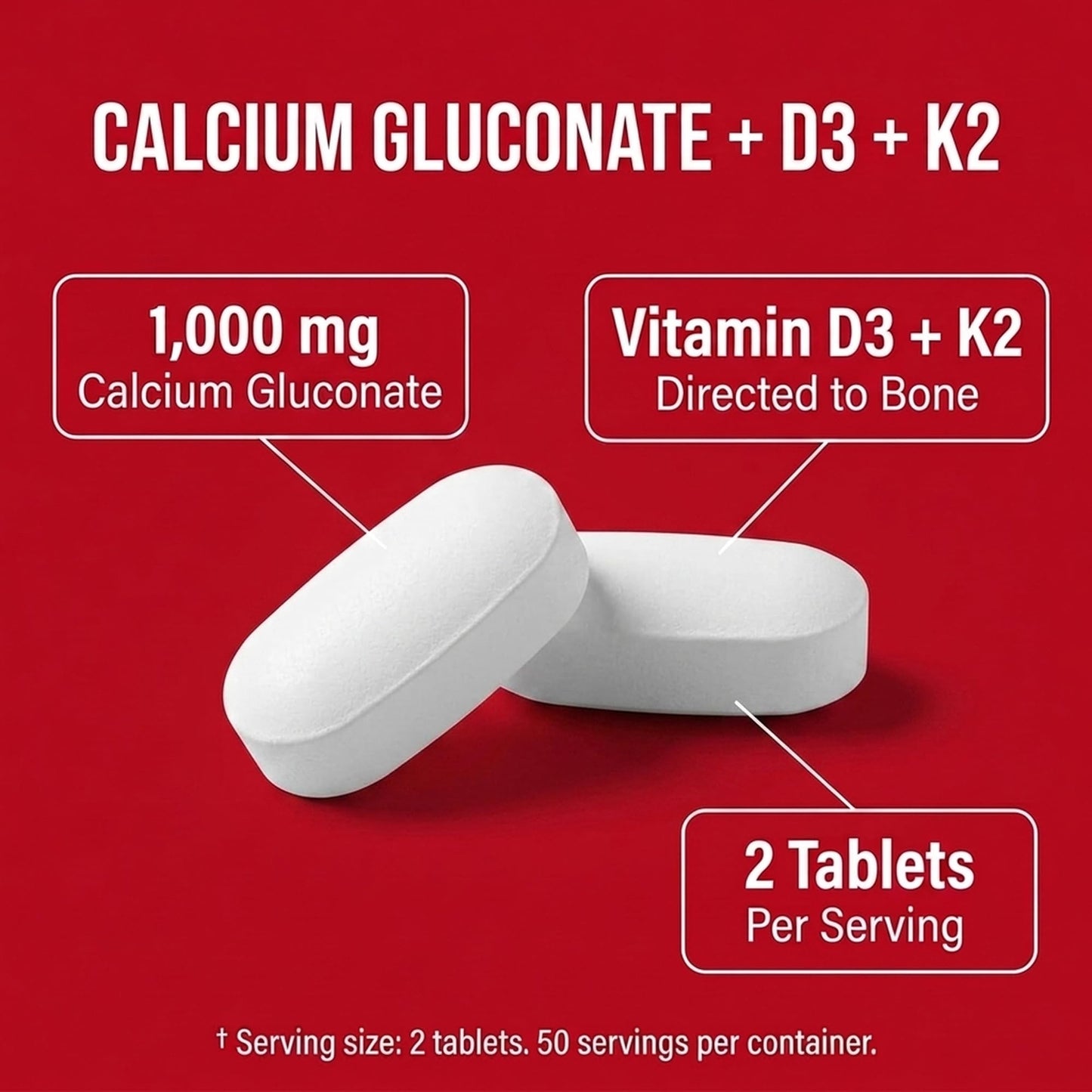 Olympian Labs Calcium Plus Magnesium, Formulated with Vitamin C, K2 & D3, 100 Tablets