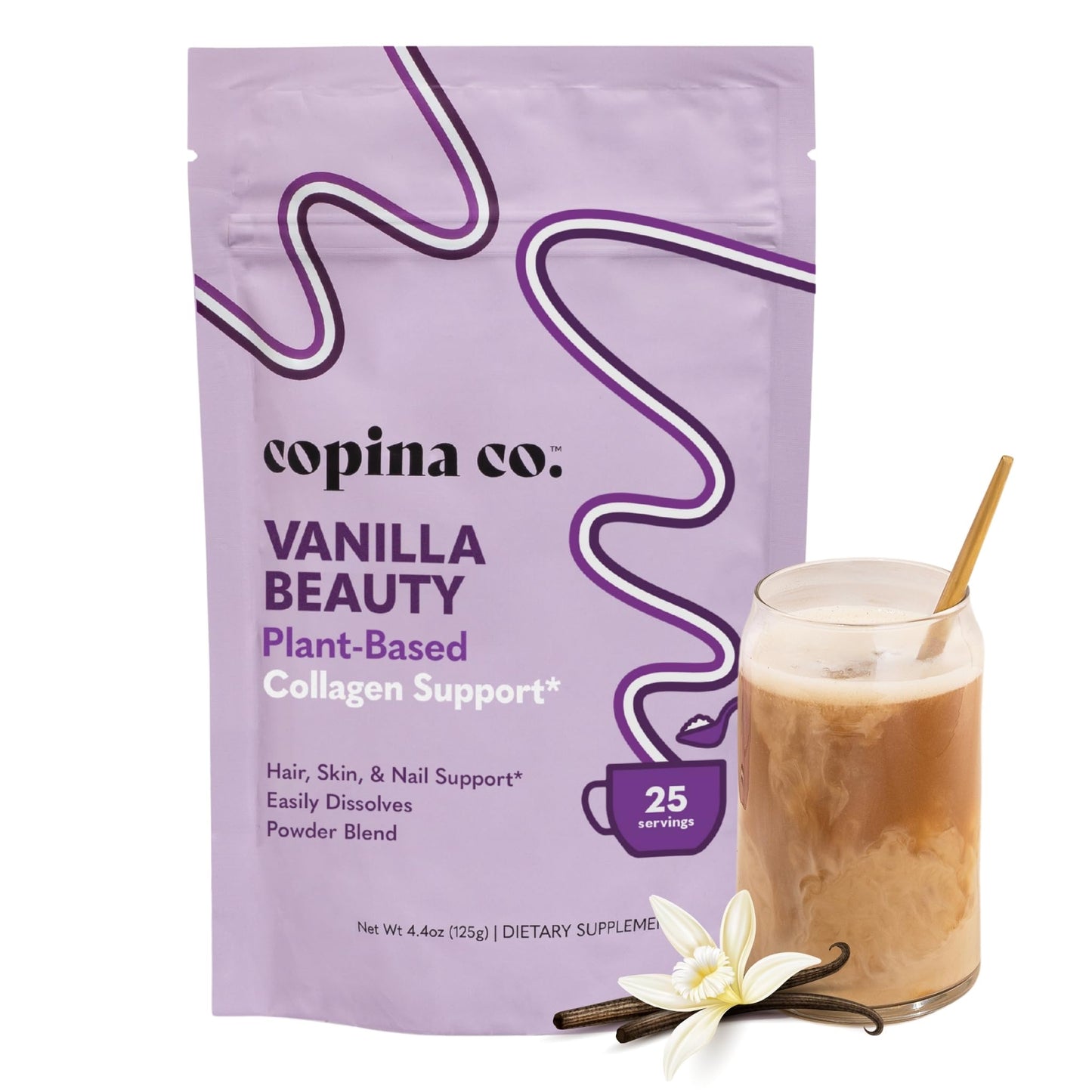 Copina Co. Vanilla Beauty Vegan Collagen Booster Creamer Powder, 4.4 oz