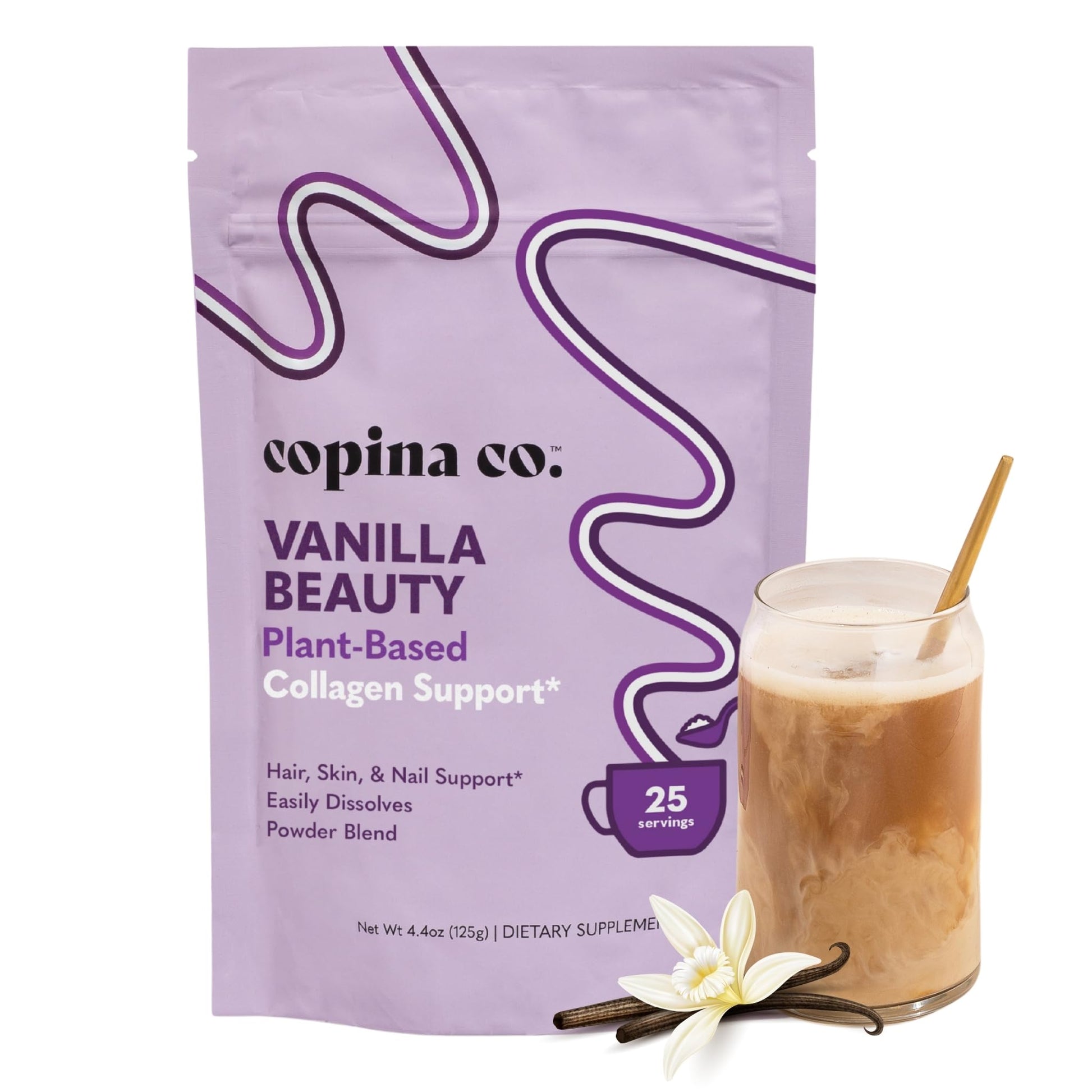 Copina Co. Vanilla Beauty Vegan Collagen Booster Creamer Powder, 4.4 oz