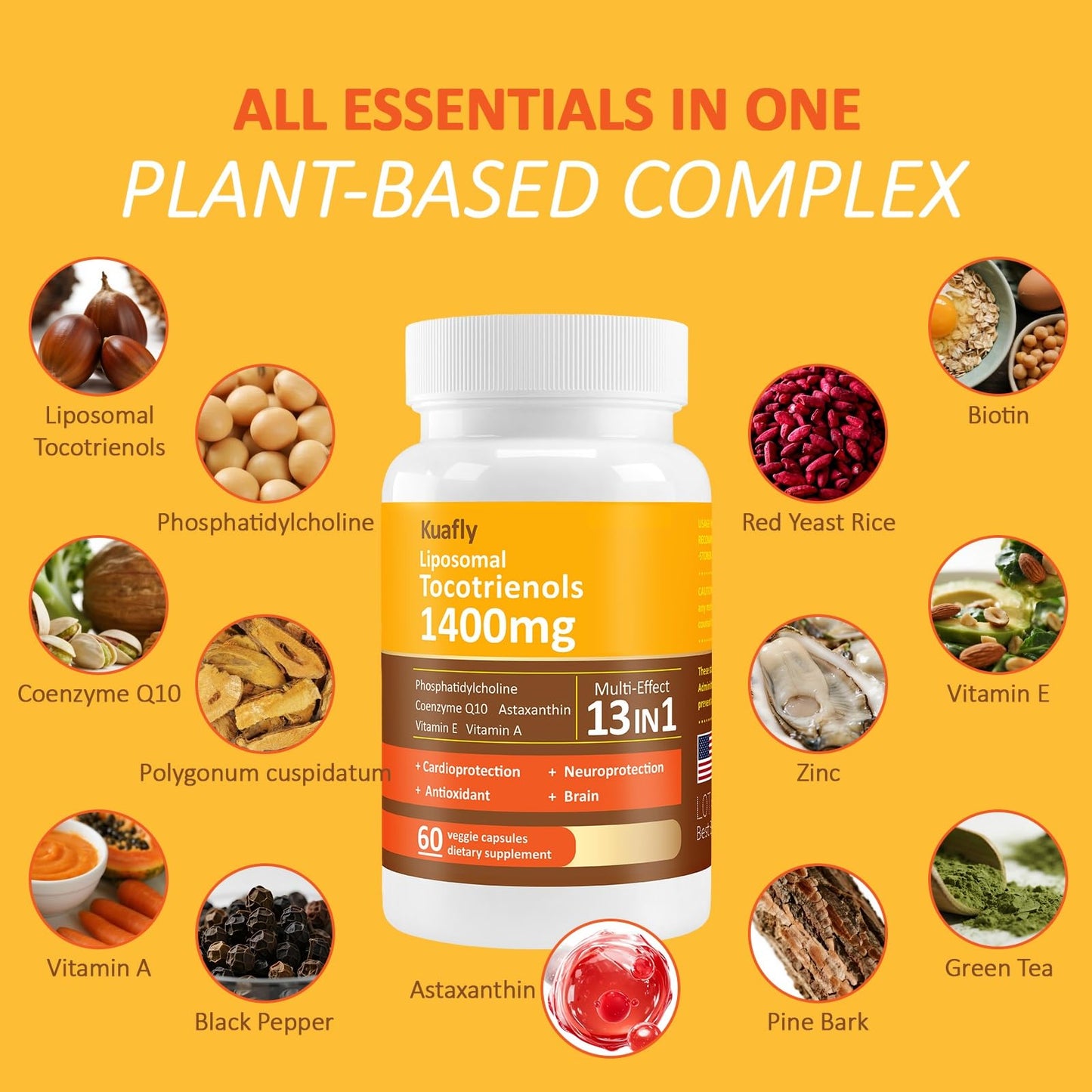 KUAFLY Liposomal Tocotrienols Vitamin E 1400mg Powder 180