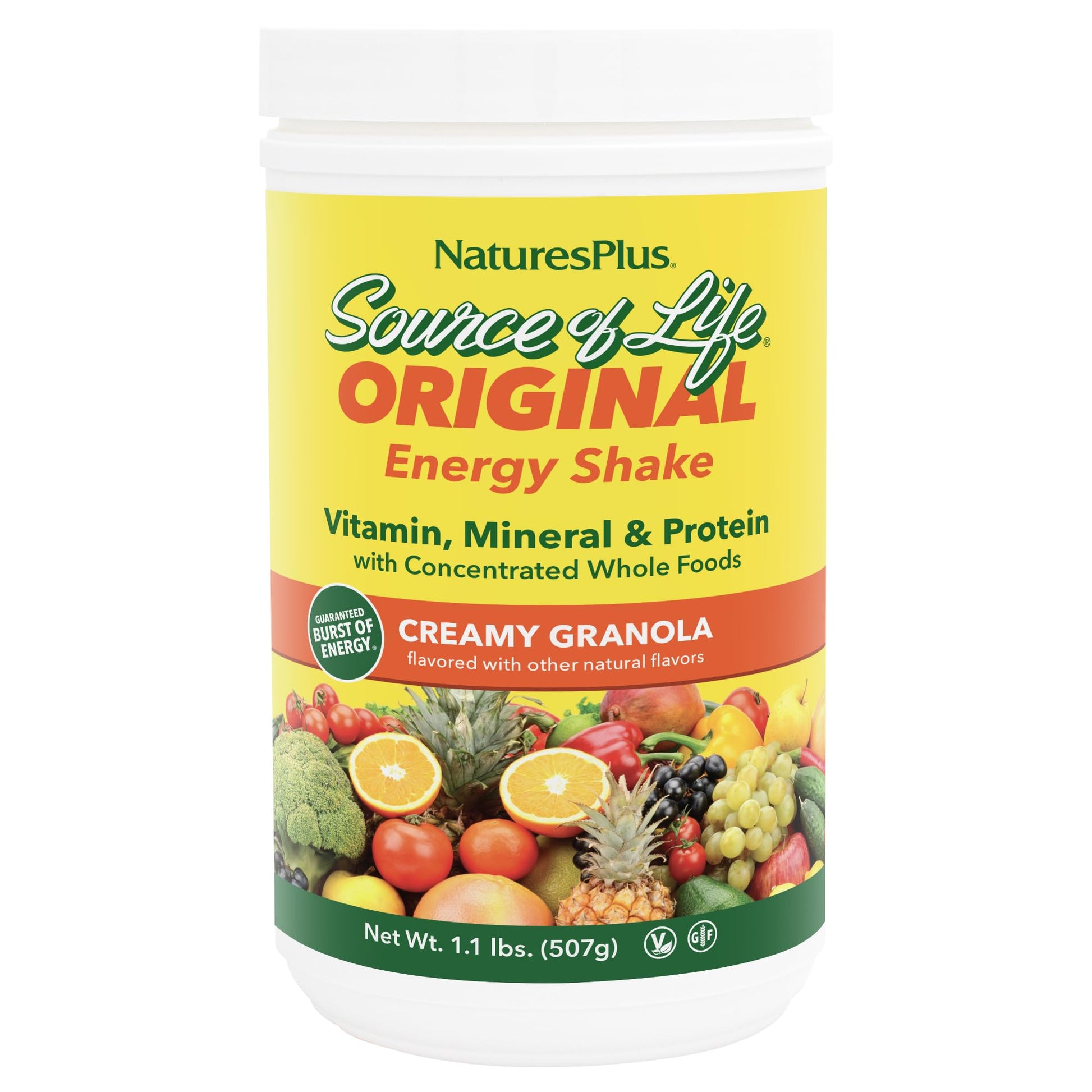 NaturesPlus Source of Life Energy Shake, Creamy Granola Powder, 1 Pack