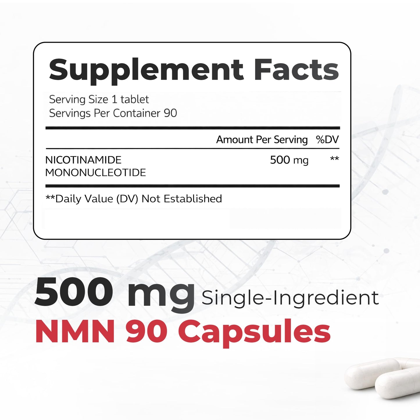 Austinootropics NMN 500 mg Pure NMN Capsule, 90 Capsules