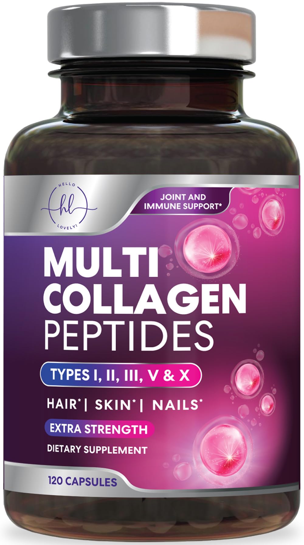 Hello Lovely! Multi Collagen Peptides Capsules, 120 Count