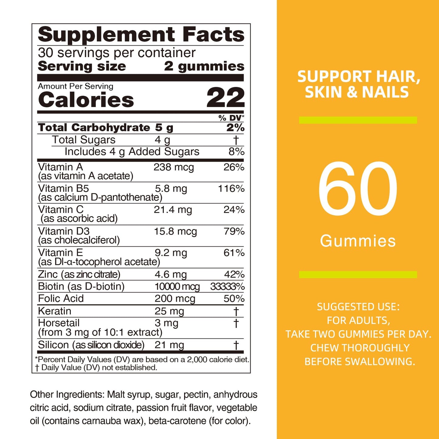 Nature's Key Biotin Gummies 10000mcg Gummy, 60 Count