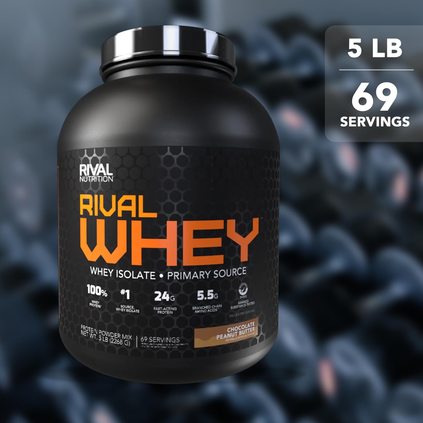 RIVAL NUTRITION Clean Rival Whey Chocolate Peanut Butter Protein Powder, 80 Servings