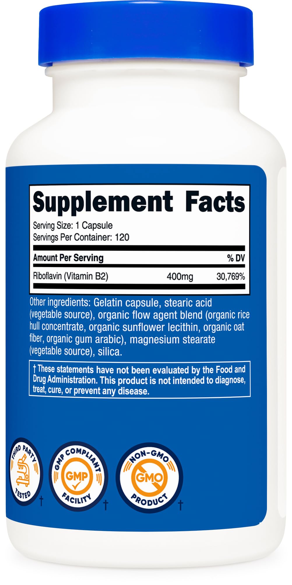 Nutricost Vitamin B2 (Riboflavin) 400mg, 360 Capsules