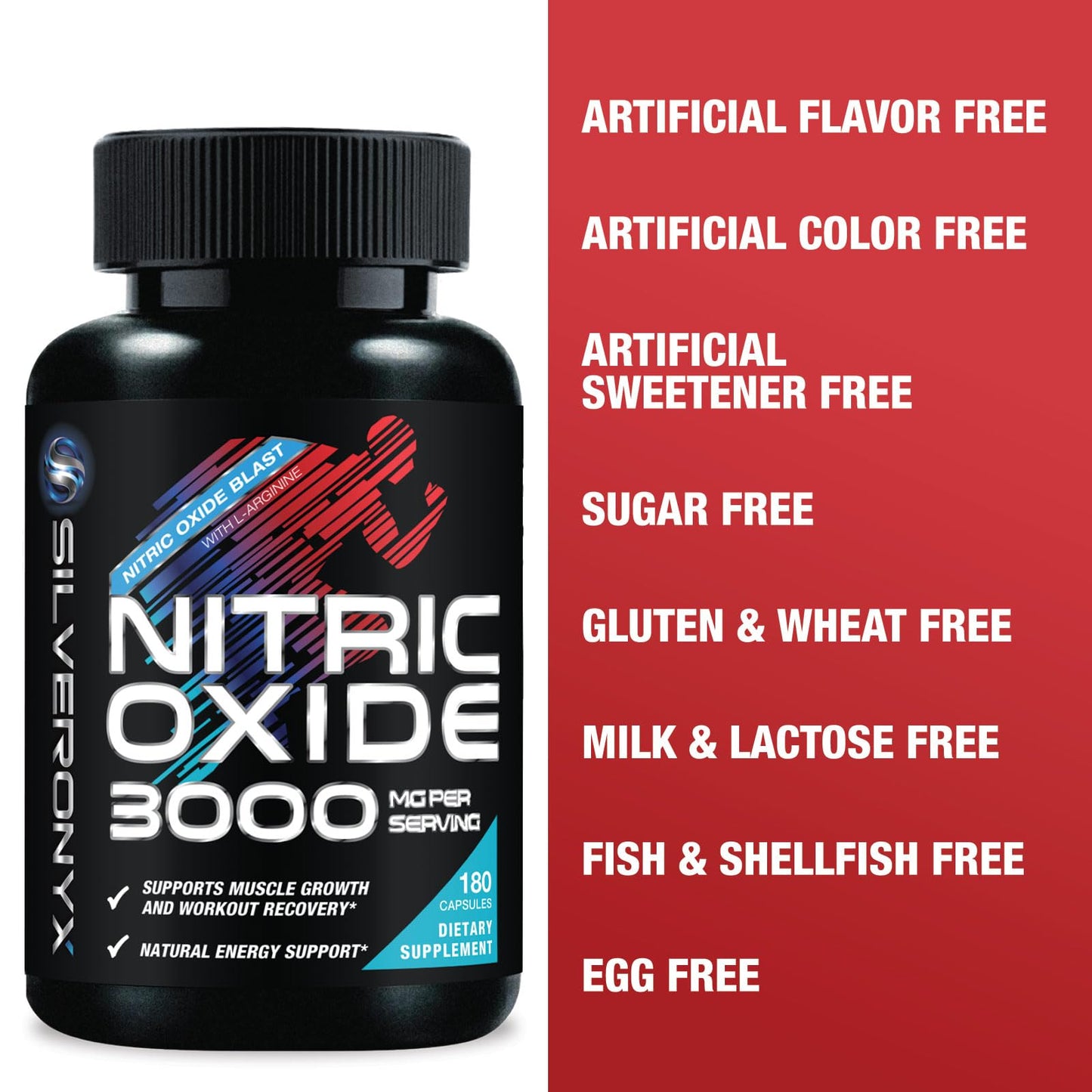 Silveronyx Extra Strength Nitric Oxide Booster Capsule, 180 Count
