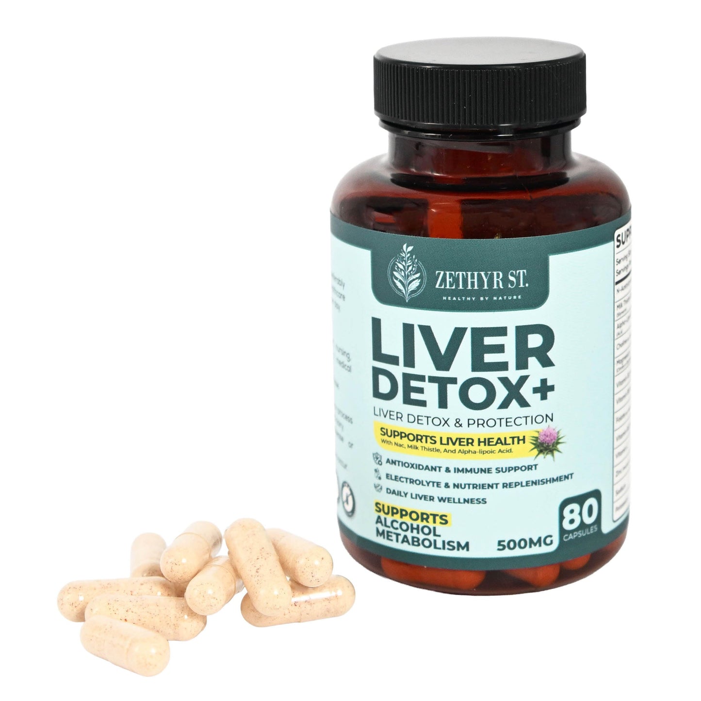 ZETHYR STREET Zethyr St. Liver Detox+ with Milk Thistle 80 Capsules