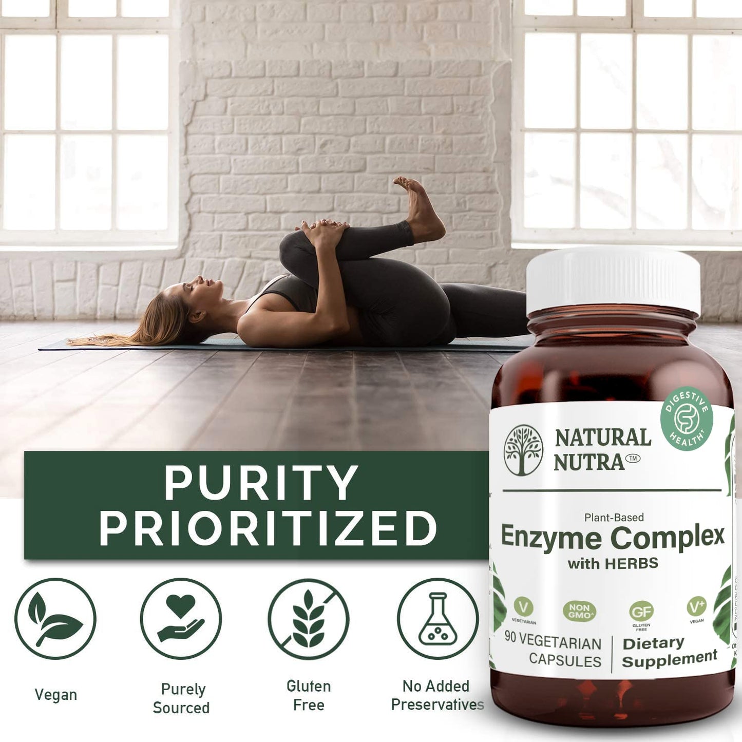 Natural Nutra Plant-Based Digestive Enzyme Complex Capsules 90
