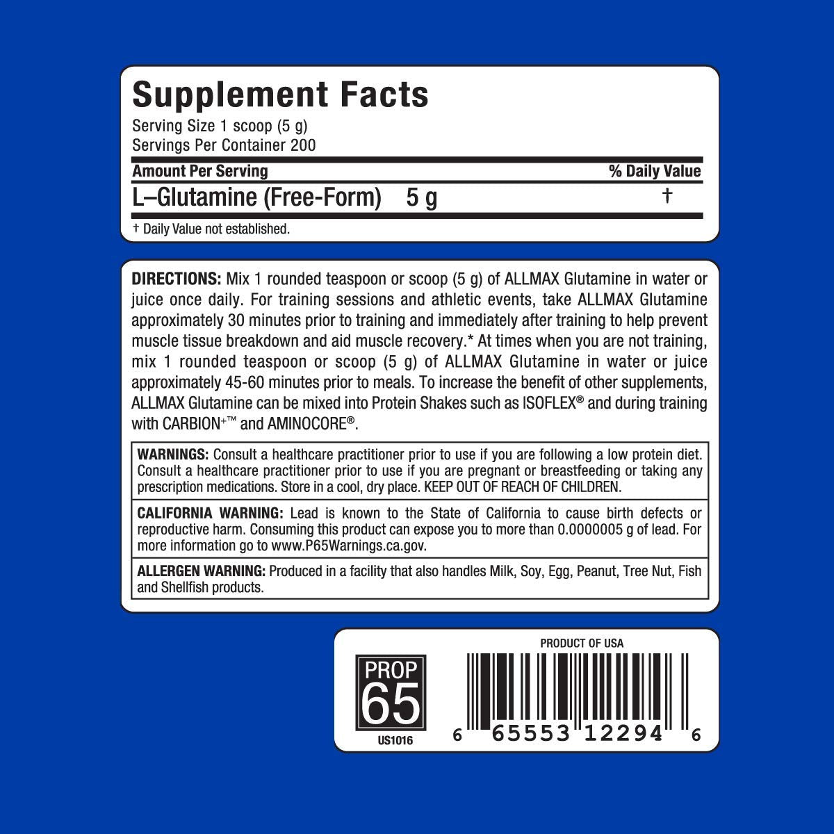 ALLMAX Glutamine Powder 35 Servings