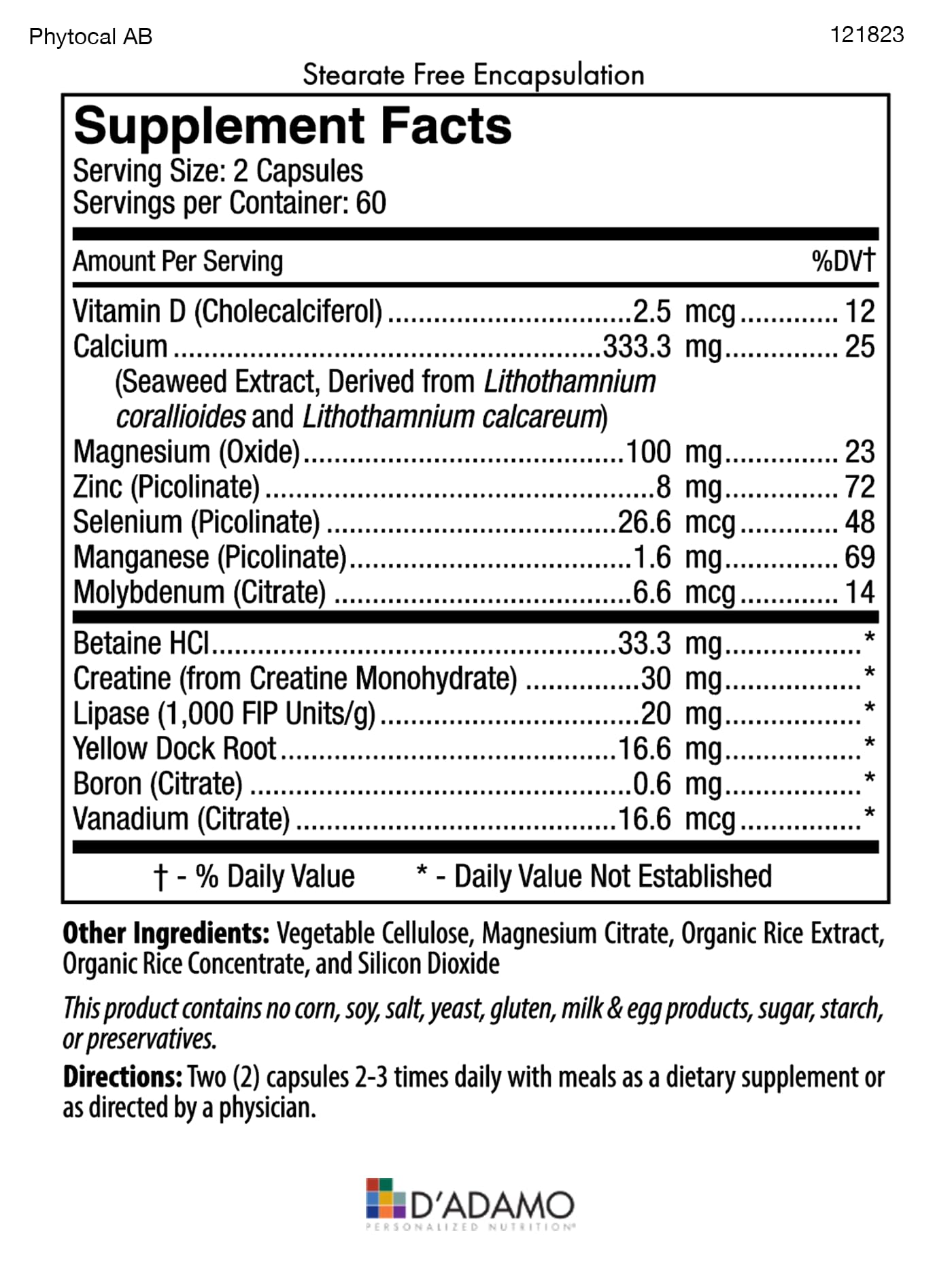 D'Adamo Personalized Nutrition Optimal Health Stack Blood Type AB 120 Capsules