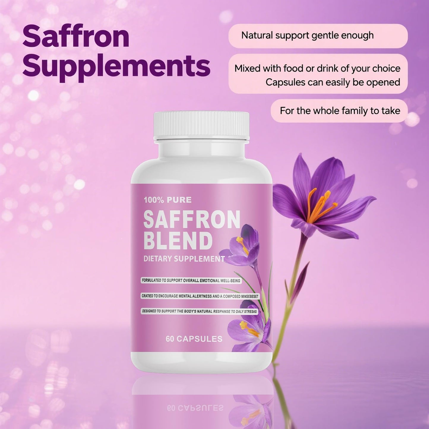 DYALE Saffron Supplements for Men & Women – Capsules, Saffron, B6, Magnesium & Herbal Extract for Focus, Mental Clarity & Energy – Non-GMO, Gluten-Free, 60 Capsules