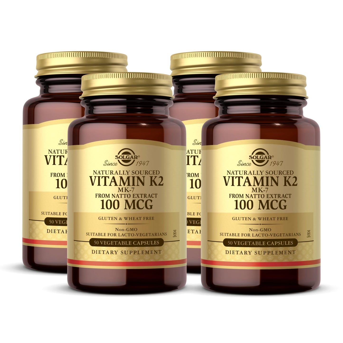 Solgar Naturally Sourced Vitamin K2 (MK-7) 100 mcg Capsules, 200 Servings