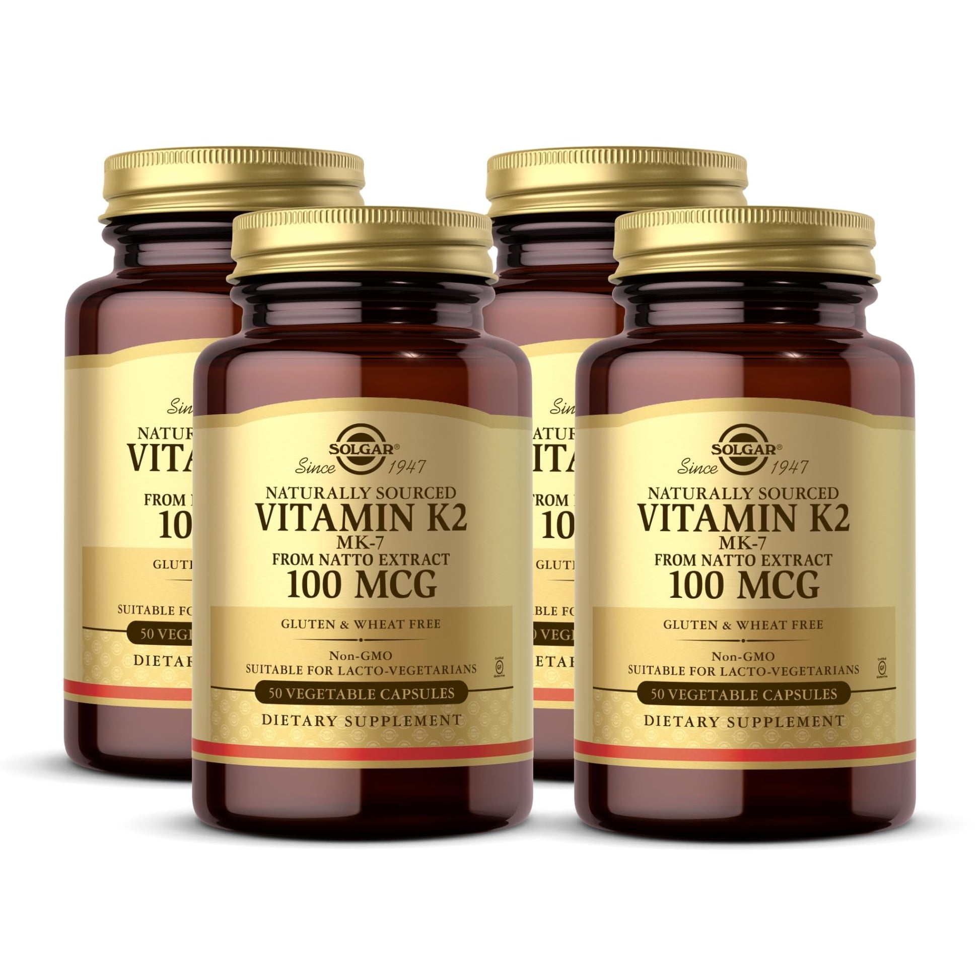 Solgar Naturally Sourced Vitamin K2 (MK-7) 100 mcg Capsules, 200 Servings