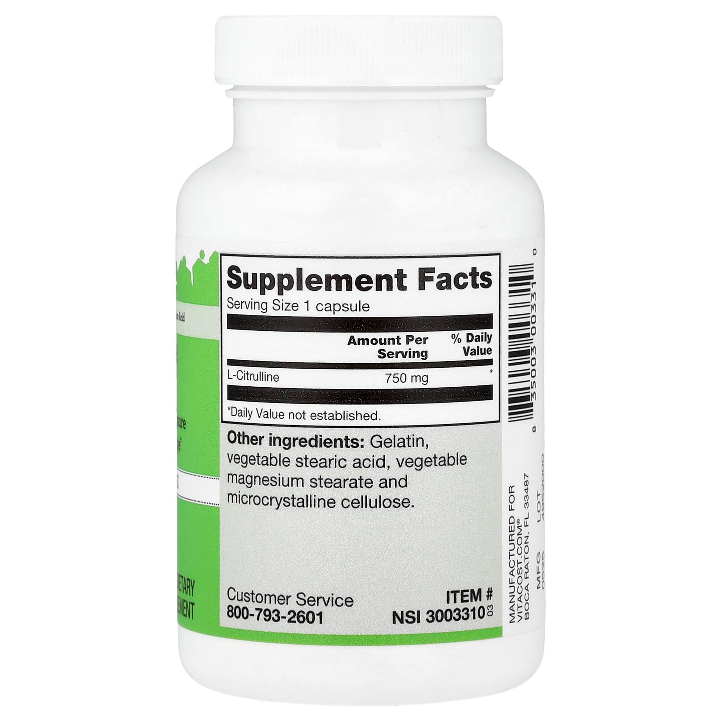 NSI L-Citrulline 750 mg Capsules, 90 Count