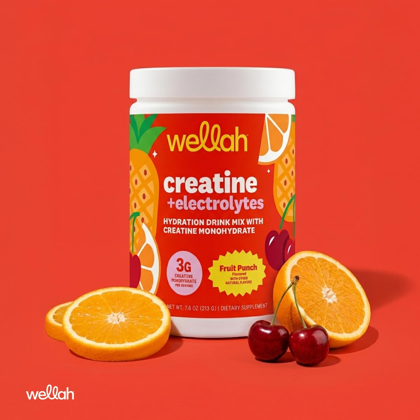 Wellah Creatine + Electrolytes Powder 7.6 Ounce