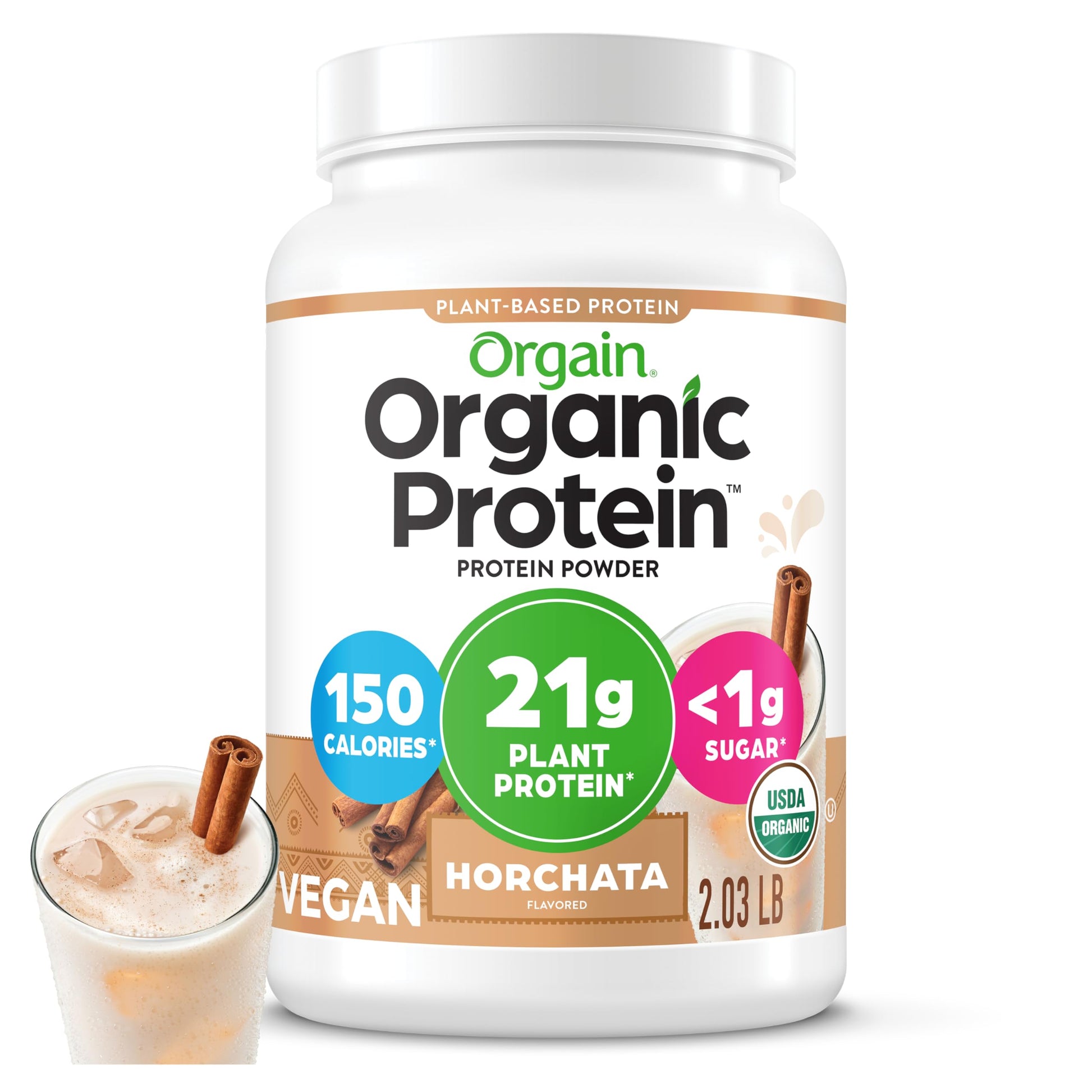 Orgain Organic Vegan 21g Protein Powder Horchata 32.4 oz