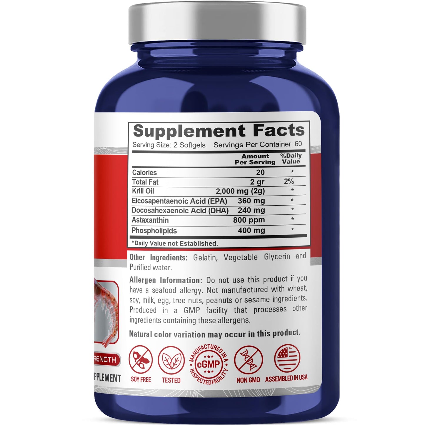 NusaPure Antarctic Krill Oil 2000 mg Softgels, 120 Count