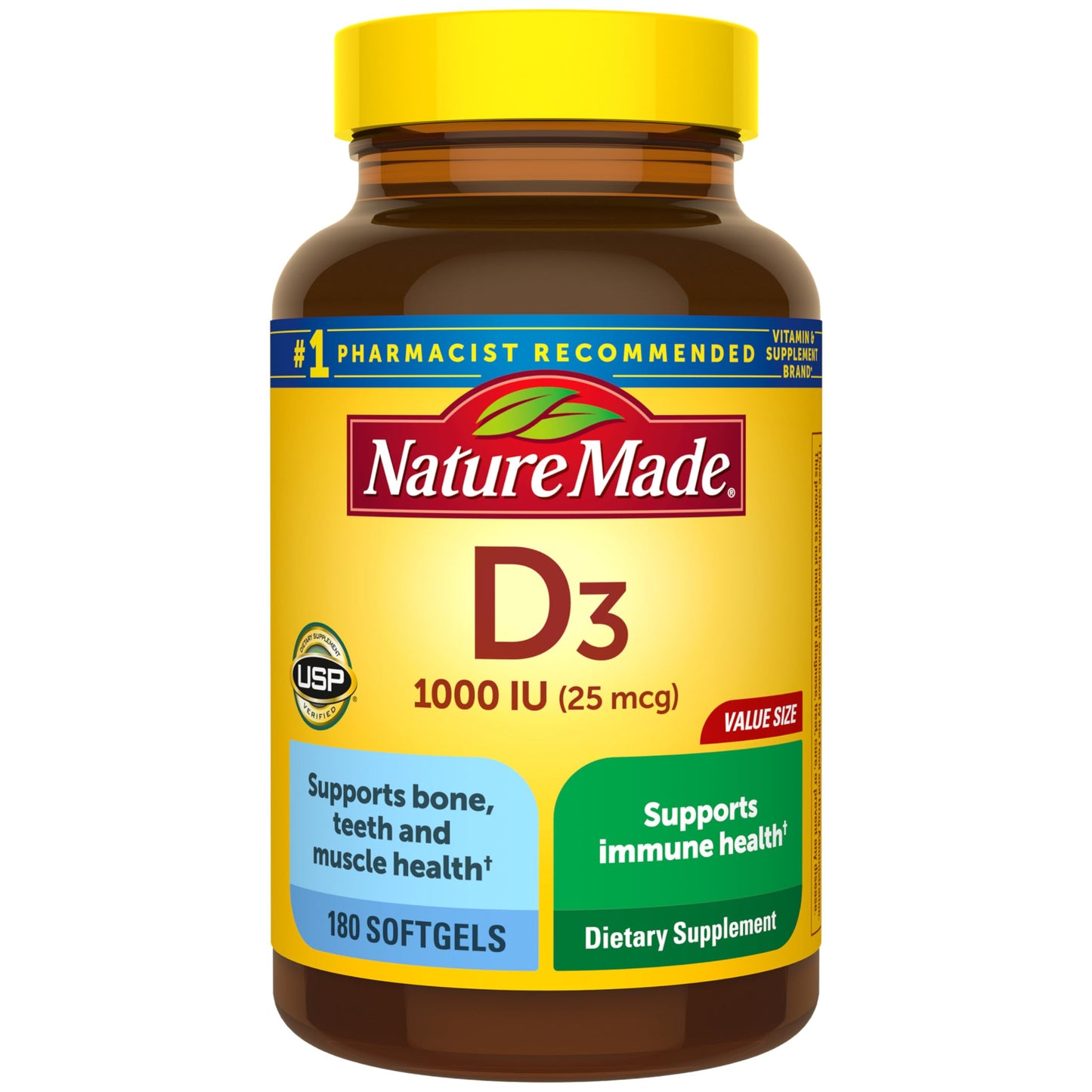 Nature Made Vitamin D3 1000 IU (25 mcg) Softgels 180 Count