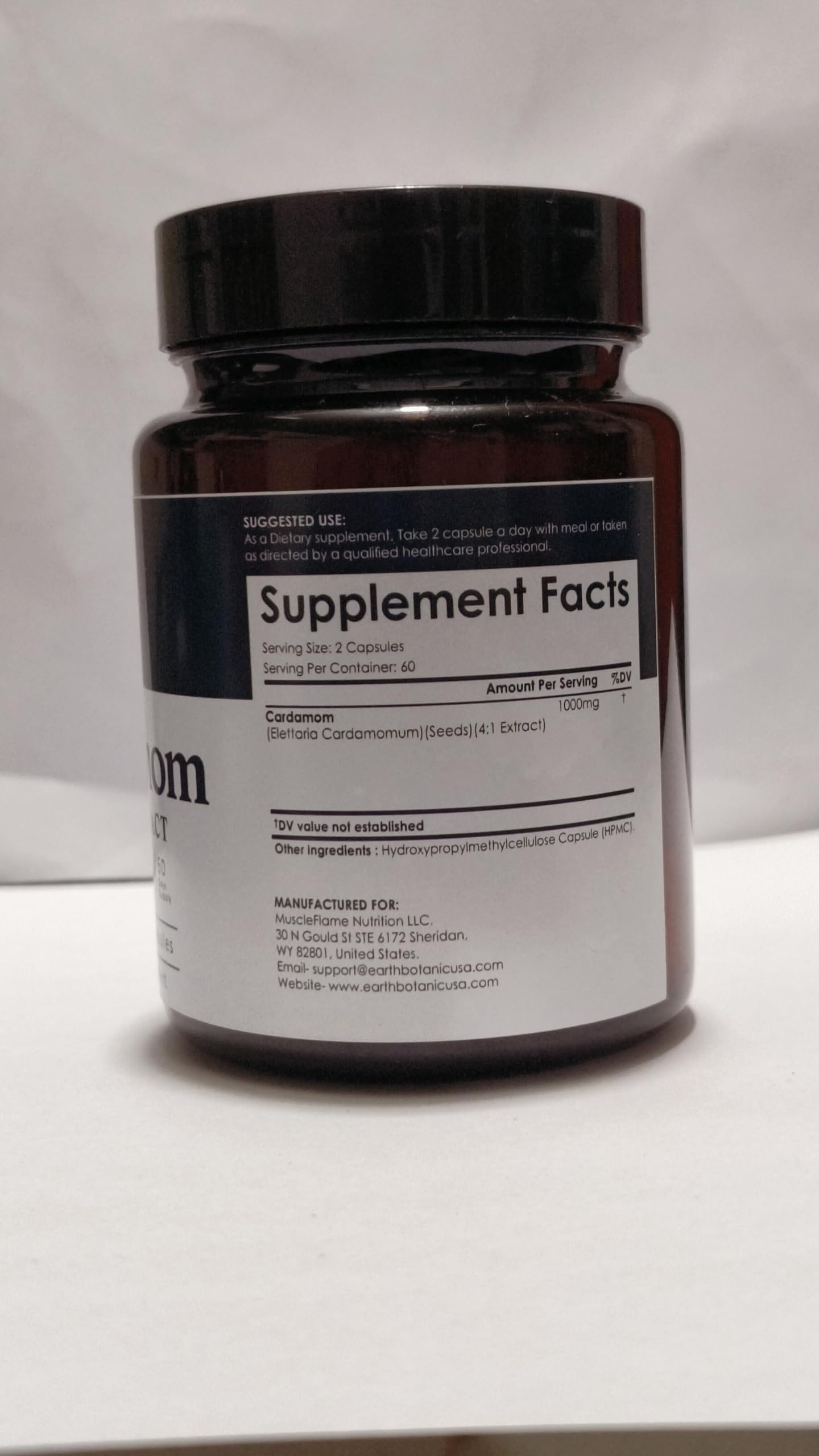 Earth BOTANIC Organic Cardamom Capsules 1000 mg, 1 Capsule