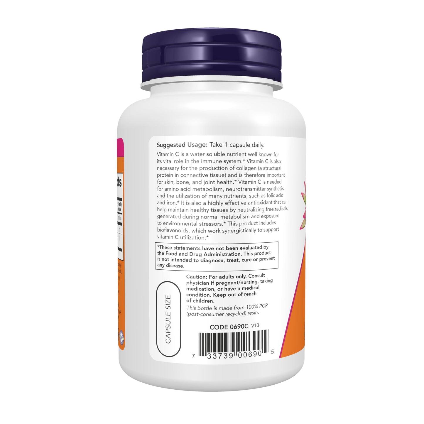 NOW Foods Vitamin C-1000 with Bioflavonoids Veg Capsules, 100 Capsules