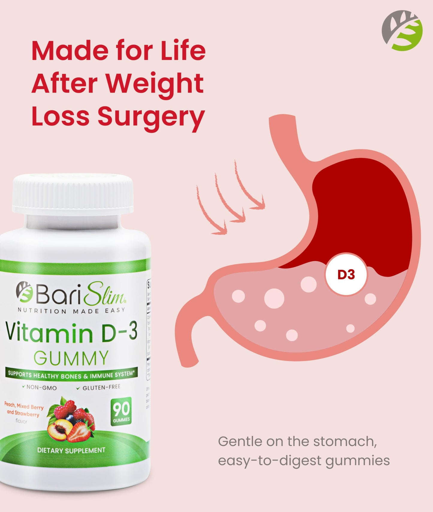 BariSlim Bariatric Vitamin D-3 Gummies 90 Count