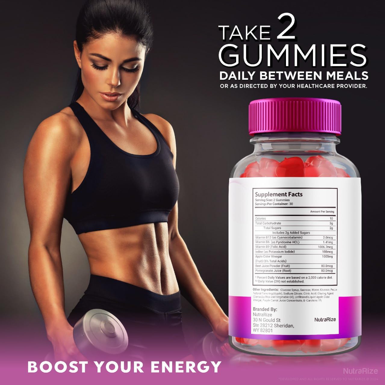 NutraRize Ripped Results Keto + ACV Gummies, 60 Gummies