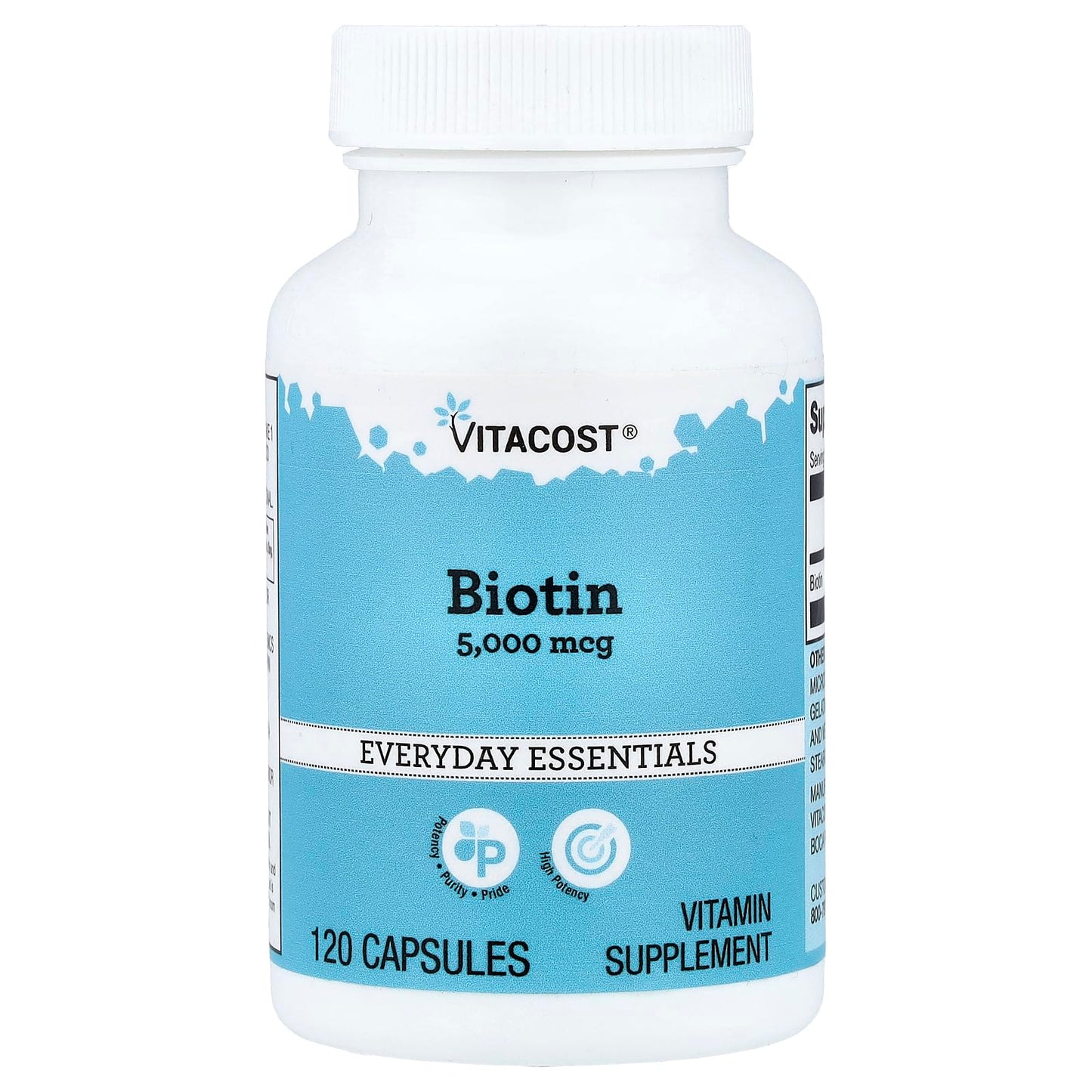 Vitacost Brand Biotin 5,000 mcg Capsules, 120 Count