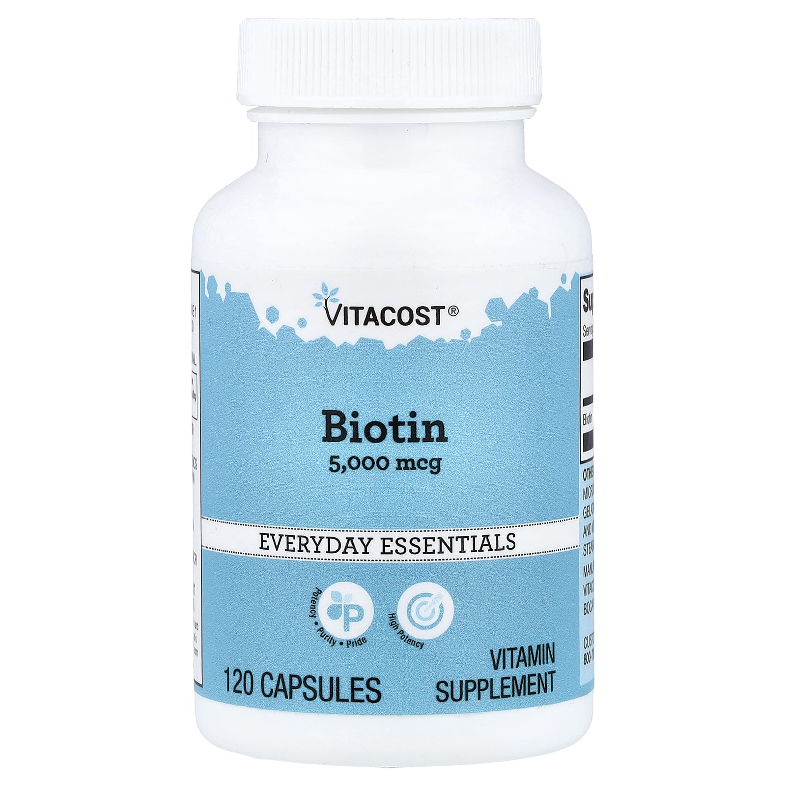 Vitacost Brand Biotin 5,000 mcg Capsules, 120 Count