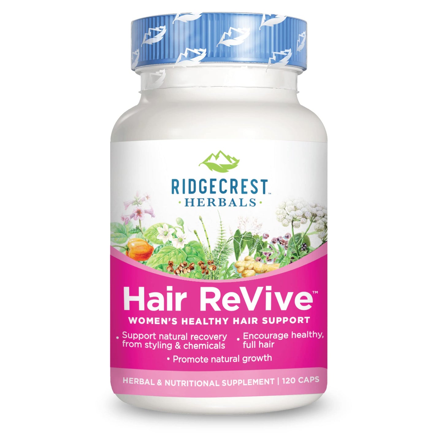 RidgeCrest Herbals Hair ReVive Nutritional Hair Supplement with Vitamin C, Biotin (6000mcg), Zinc, and Copper Capsules, 120 Count