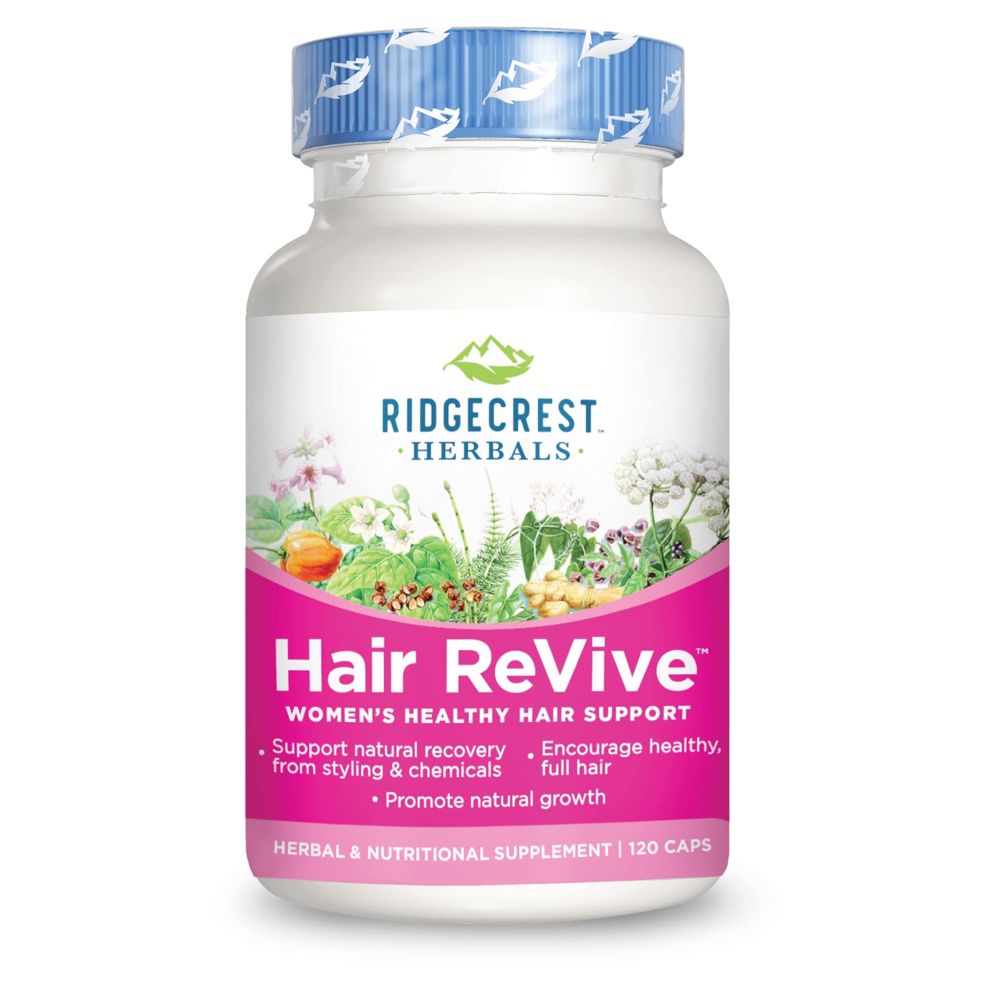 RidgeCrest Herbals Hair ReVive Nutritional Hair Supplement with Vitamin C, Biotin (6000mcg), Zinc, and Copper Capsules, 120 Count