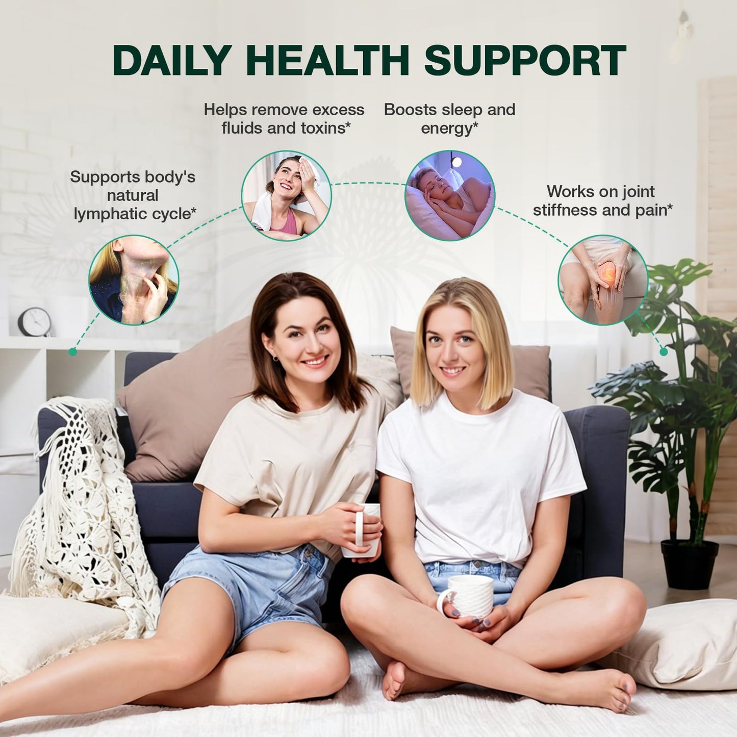 GRNSECVE Lymphatic Drainage Capsules with Dandelion, Cleavers & Echinacea, Supports Bloating, Fluid Balance, Immune Wellness & Daily Lymphatic Detox, 90 Capsules