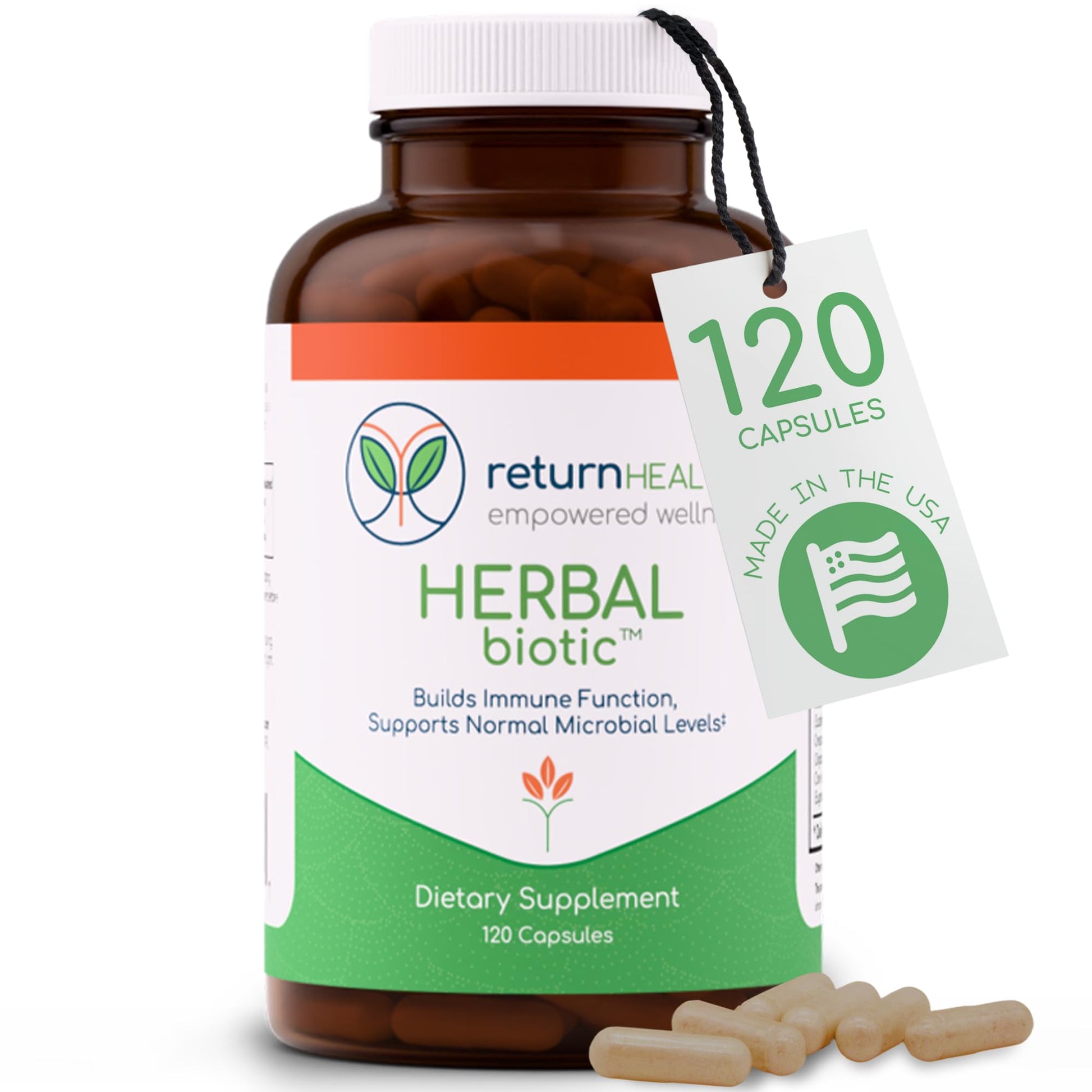 Return Healthy Herbal Biotic Immune Support Vitamins 120 Vegan Capsules