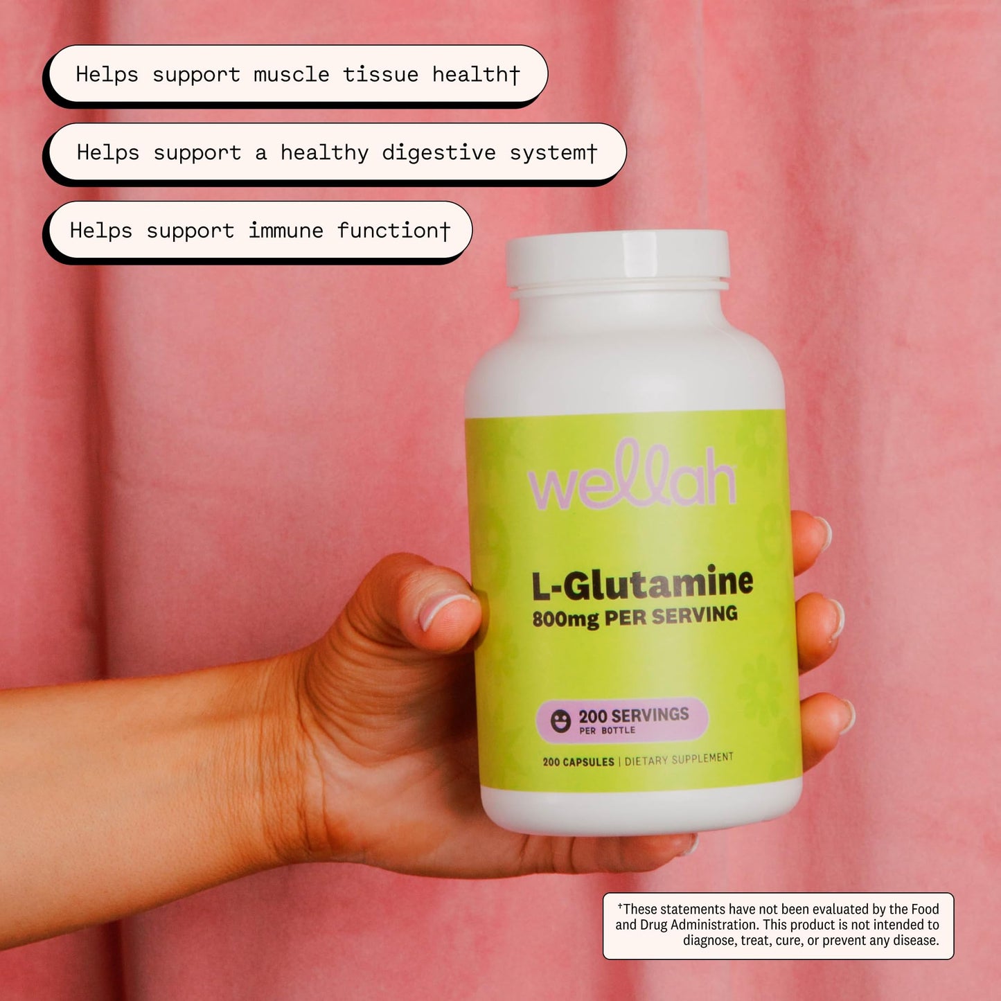 Wellah L-Glutamine for Women (800mg) 200 Capsules
