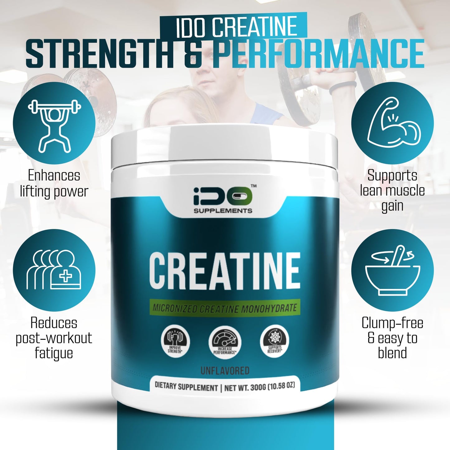 iDo Supplements Micronized Creatine Monohydrate Powder 10.58 Ounce
