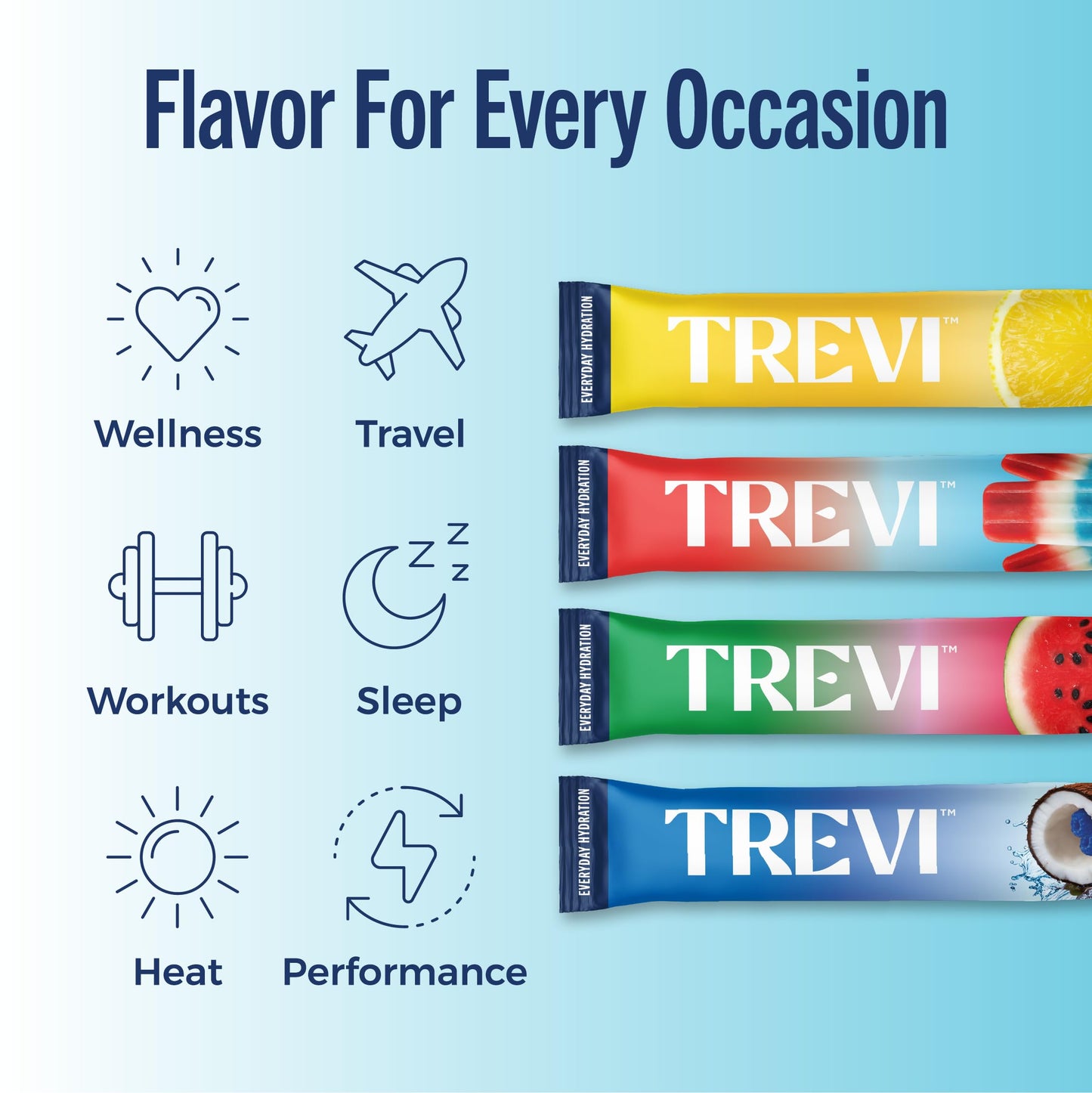 TREVI Electrolytes Powder Packets, Sugar Free Hydration, Poolside, 20 Servings