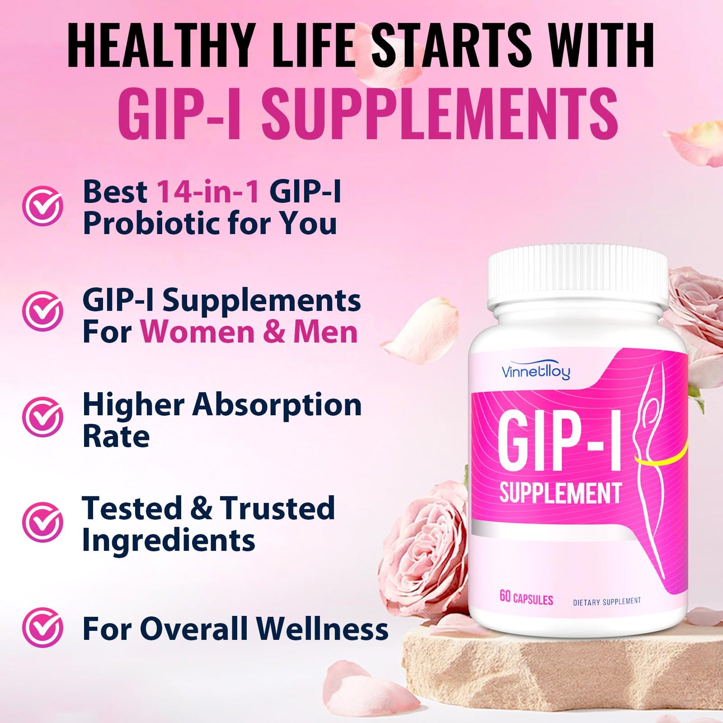 VINNETLLOY GLP-1 Supplement for Women & Men, Capsules, 60 Count