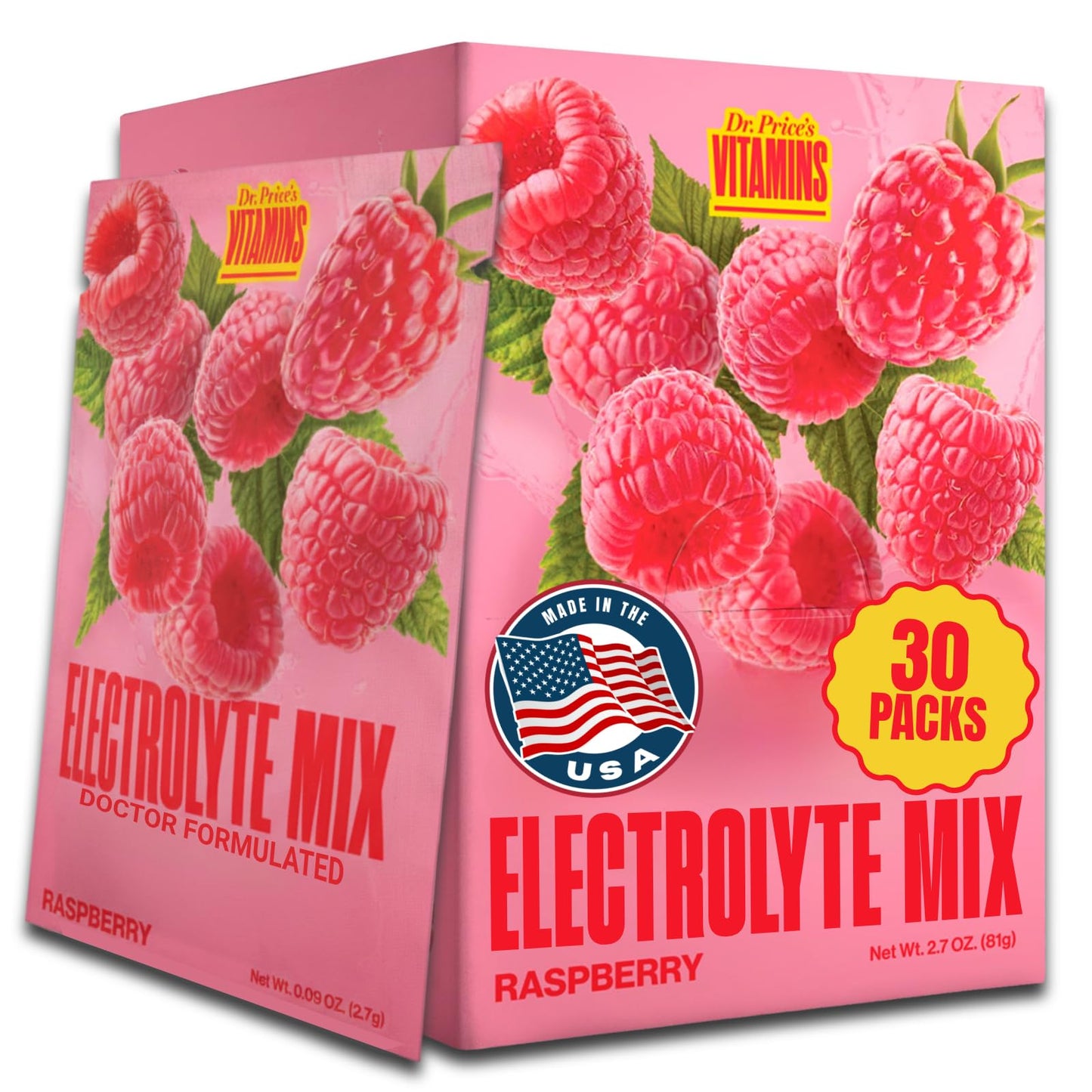 Dr. Price's Vitamins Electrolytes Powder Raspberry 30 Packets