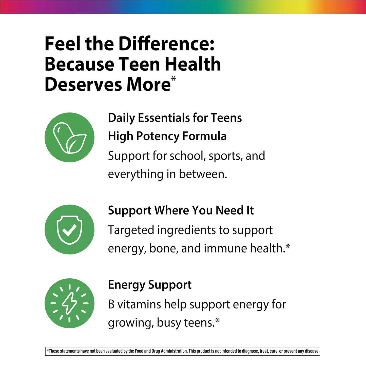 Rainbow Light Teen Multivitamin Tablet 60 Count for Boys and Girls