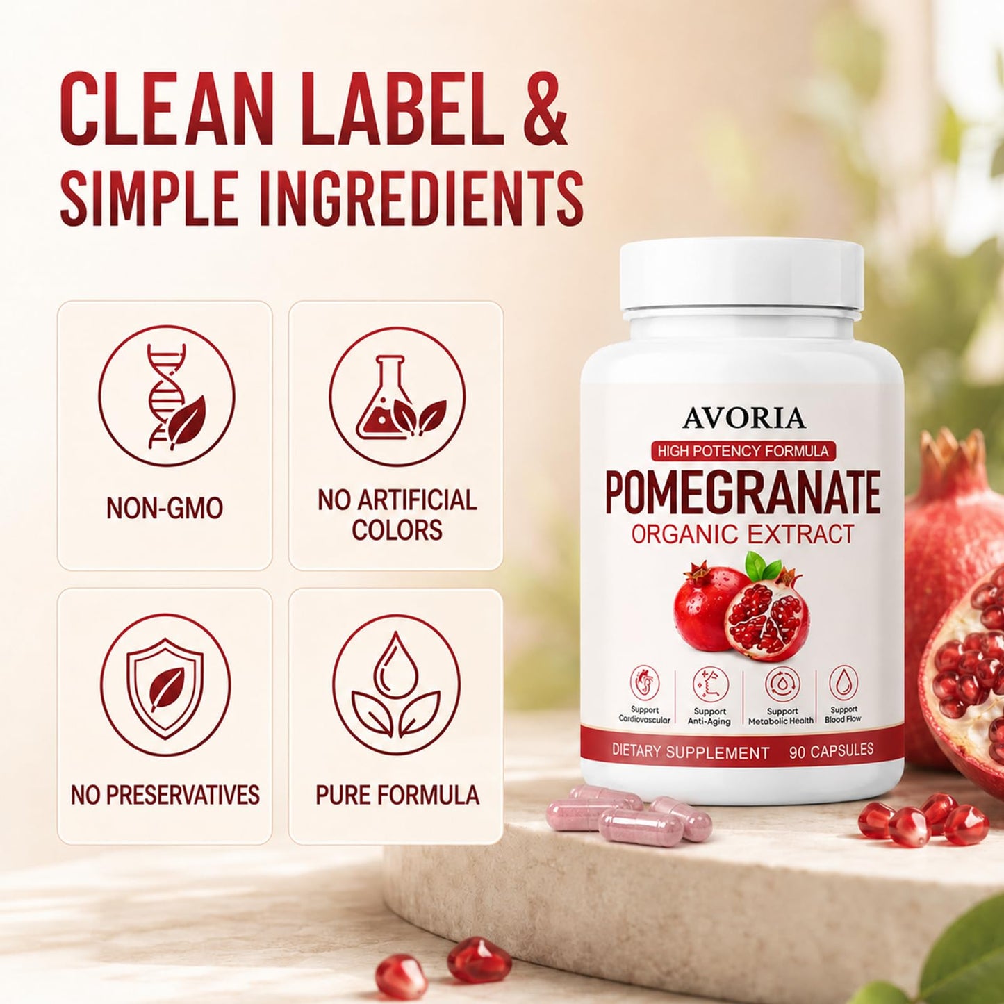 Avoria Organic Pomegranate Extract, 1 Capsule