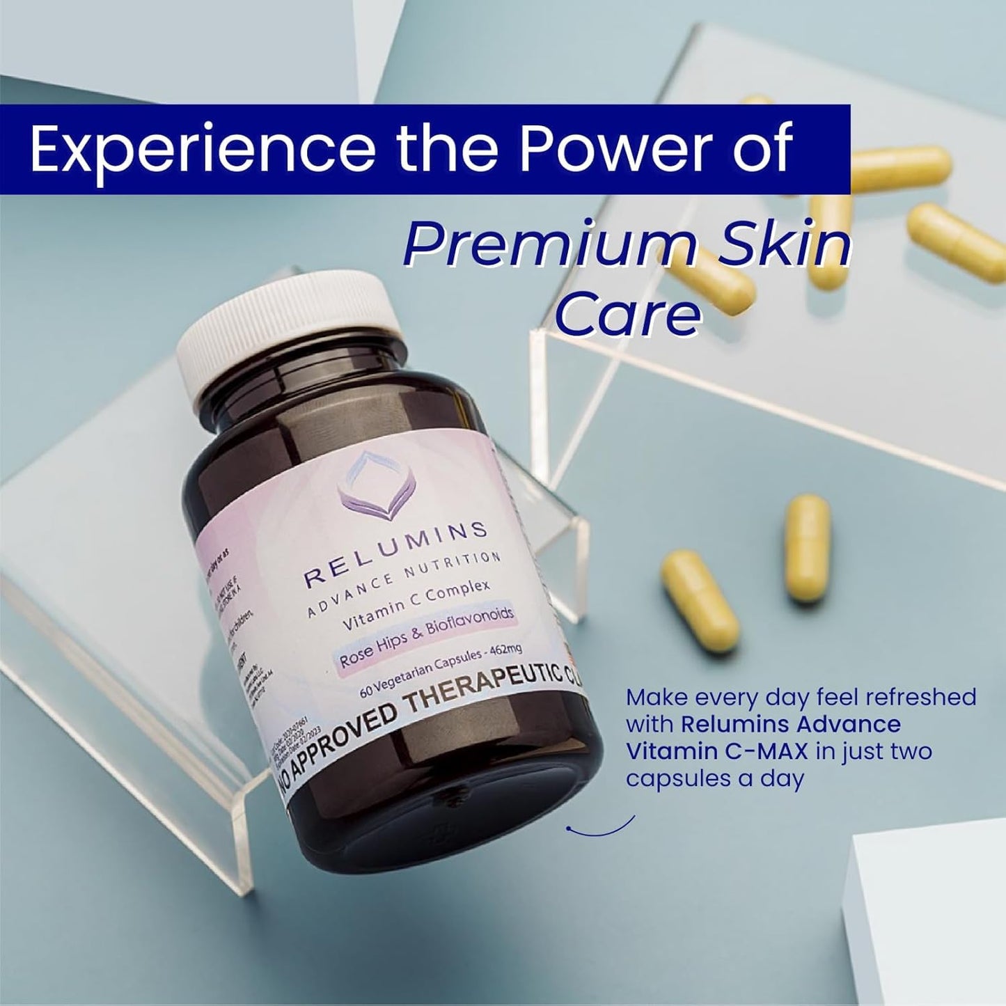 Relumins Advance Nutrition Gluta 1000 and Advance Vitamin C - MAX Skin Lightening Complex, 90 Capsules