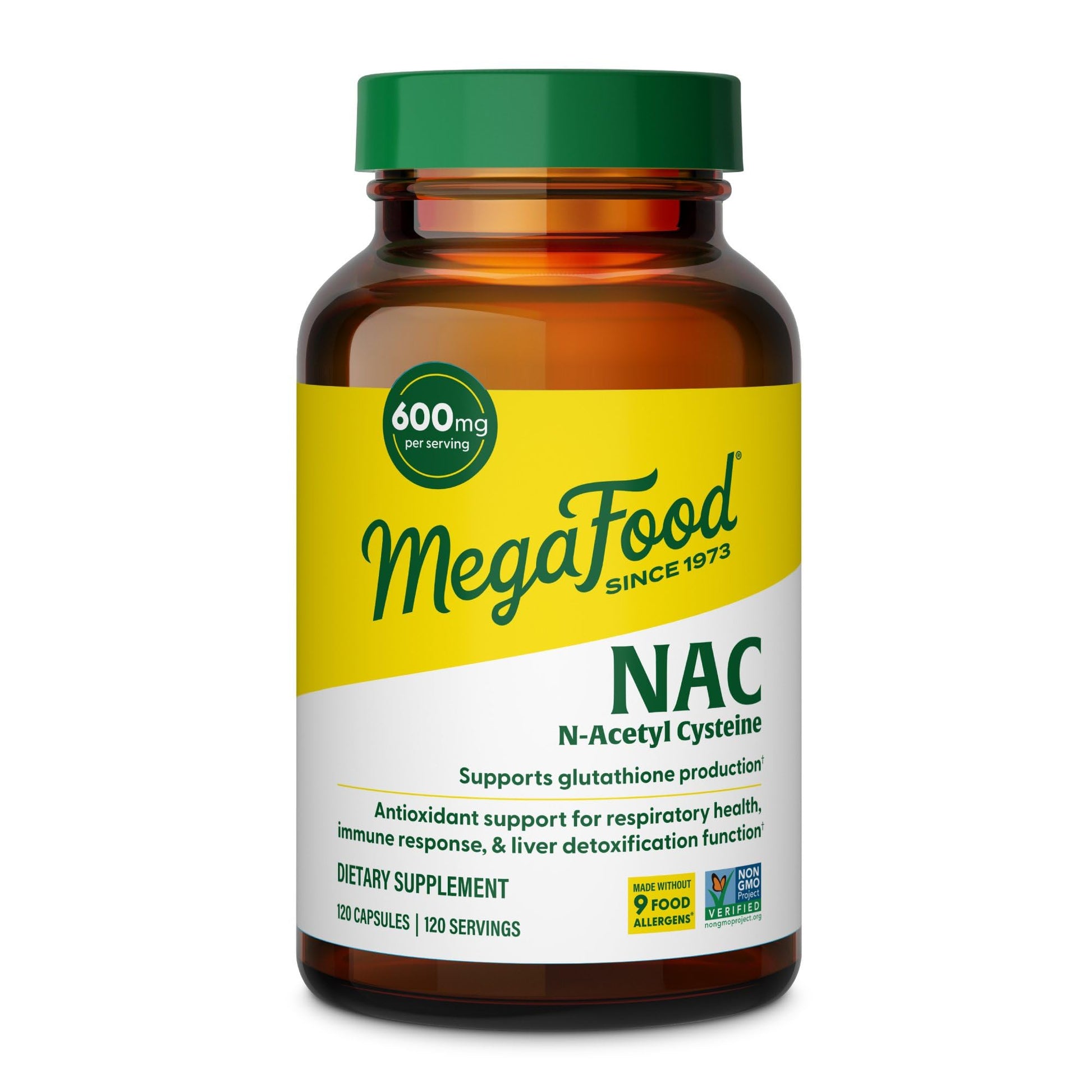 MegaFood NAC Supplement N-Acetyl Cysteine 600mg per Serving Capsule 120 Count
