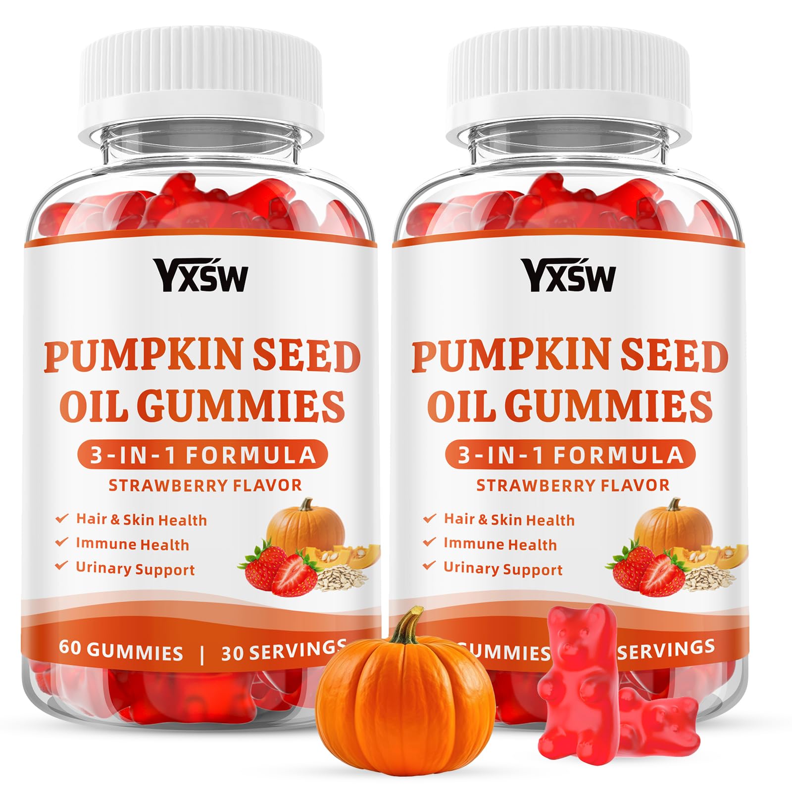 YXSW Pumpkin Seed Oil Gummies with Saw Palmetto, 120 Count