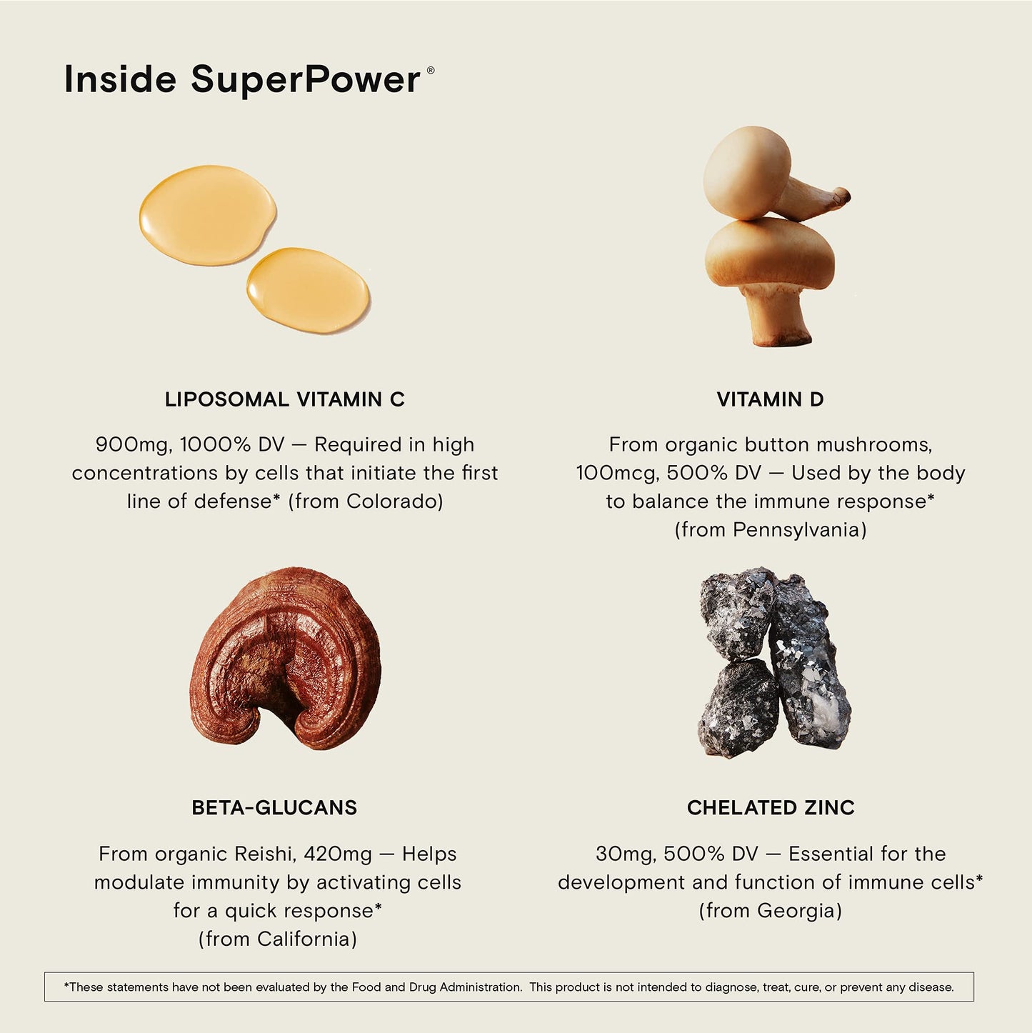 Moon Juice Superpower Immune Supplement Vitamin C, D, Zinc & Reishi Capsule 30 Count