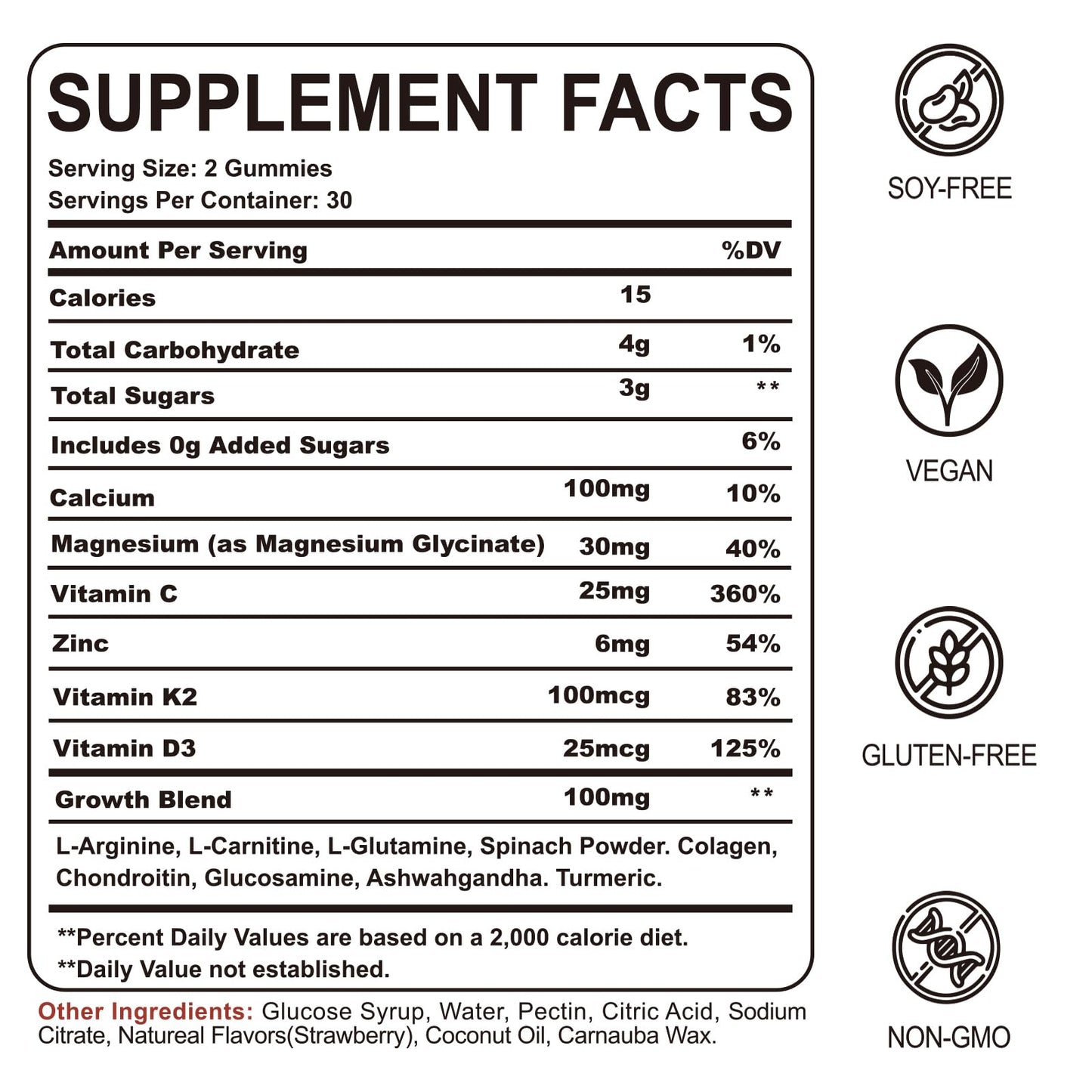 Yalei Height Growth Supplement Gummies 60 Count