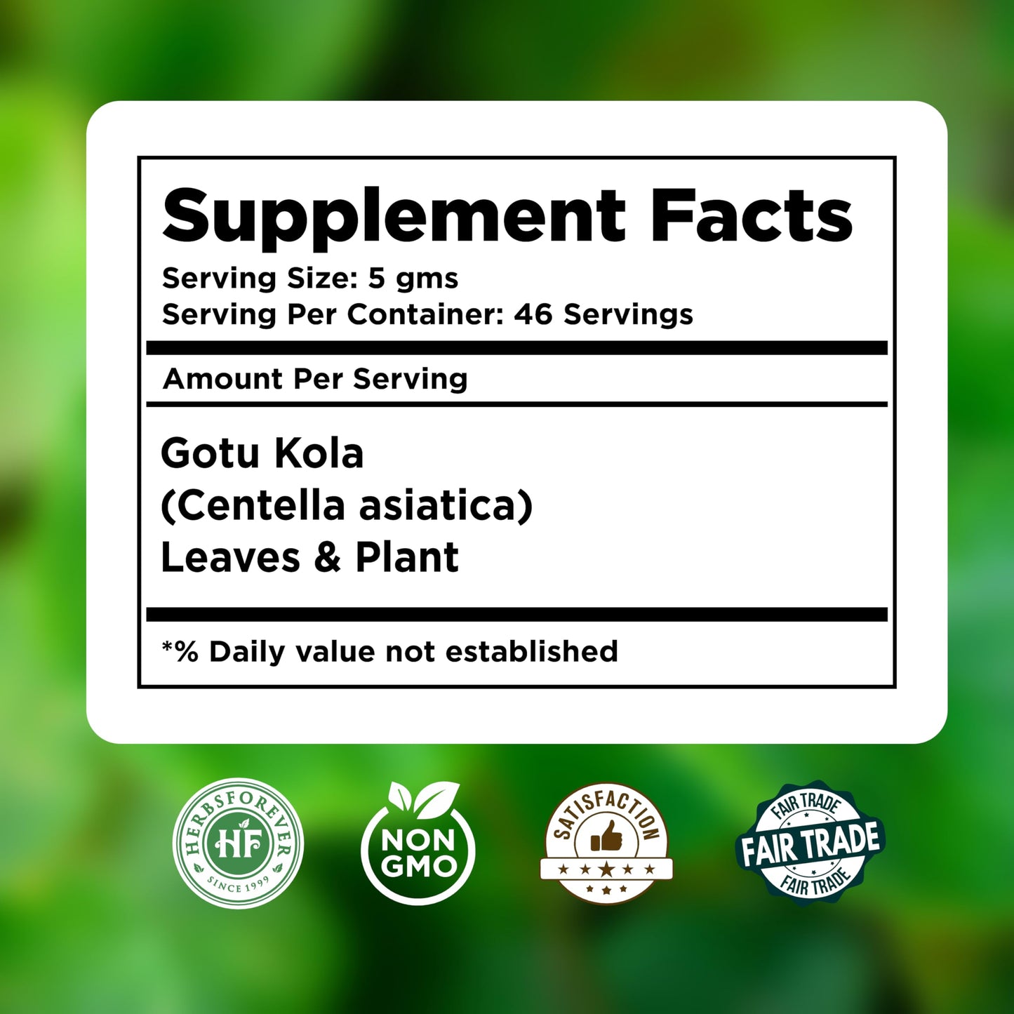 Herbsforever Gotu Kola Powder (Centella Asiatica) 8 Ounce