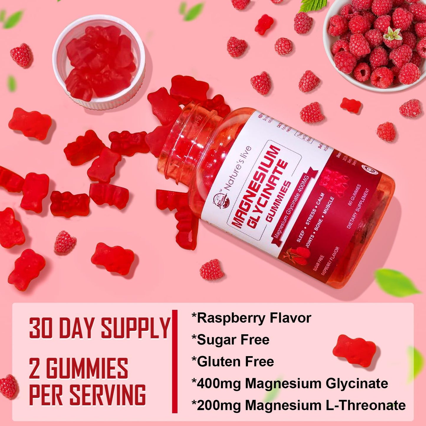 Nature's live Magnesium Glycinate Gummies 120 Count