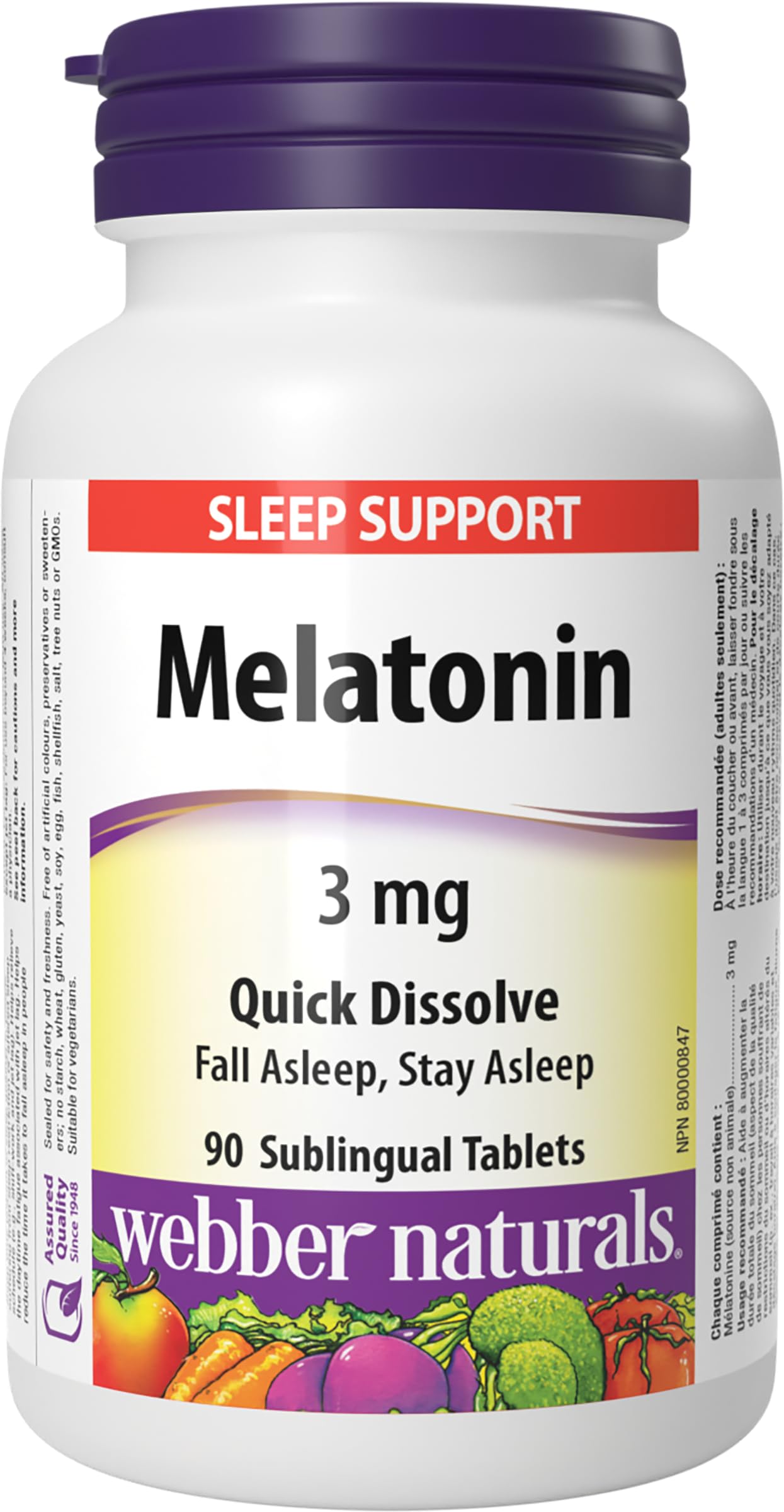 Webber Naturals Melatonin 3 mg Quick Dissolve, 90 Tablets