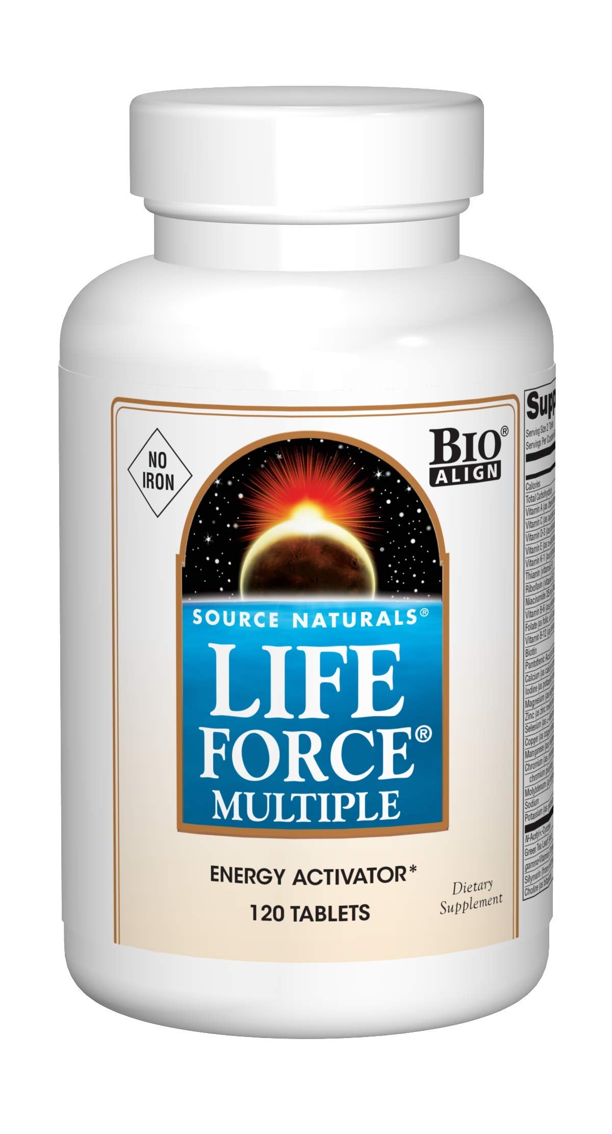 Source Naturals Life Force Multiple Iron Free Daily Multivitamin High Potency Essential Vitamins, Minerals, Antioxidants & Nutrients - Energy & Immune Boost, Tablet, 120 Tablets