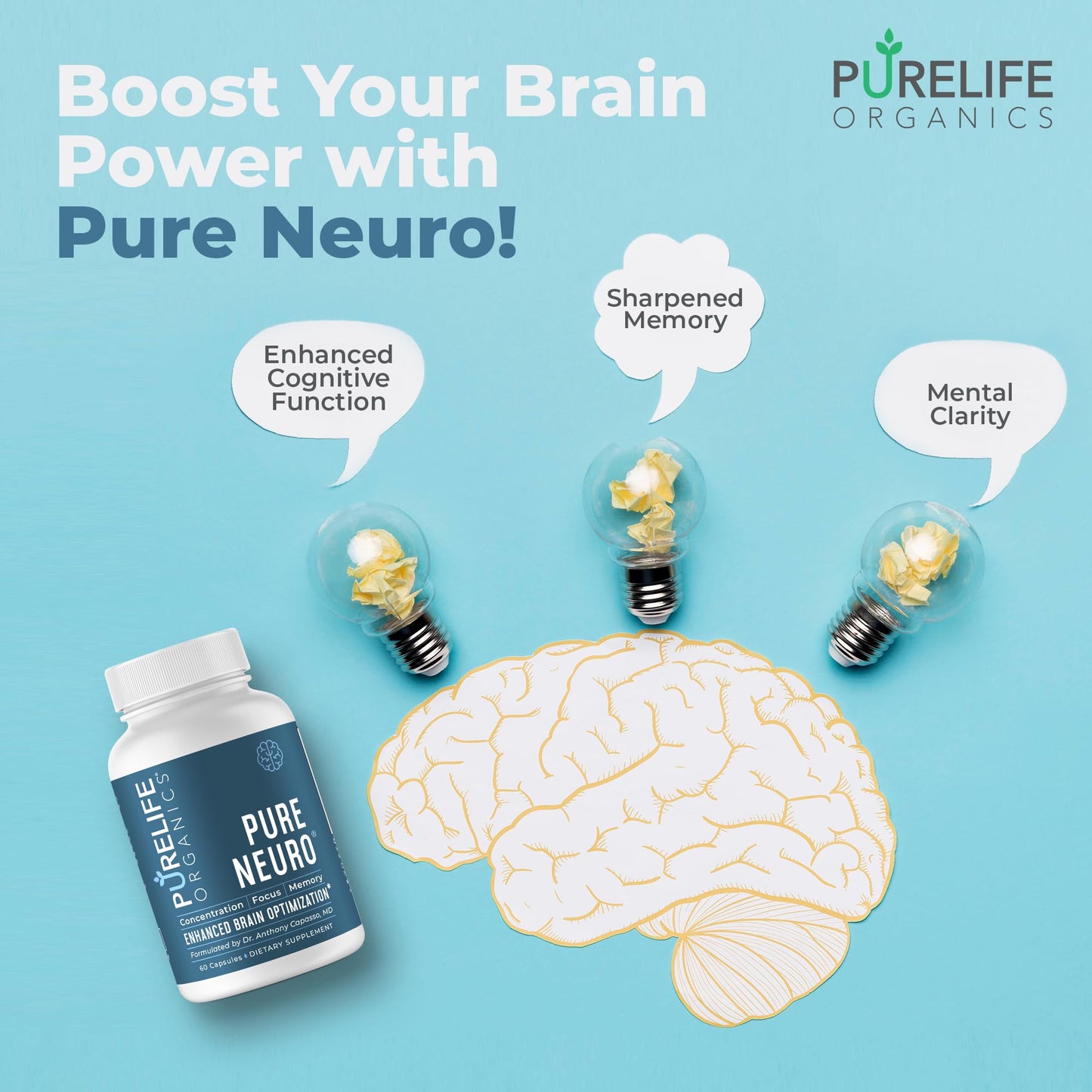 PureLife Organics Pure Neuro Capsules, 60 Count